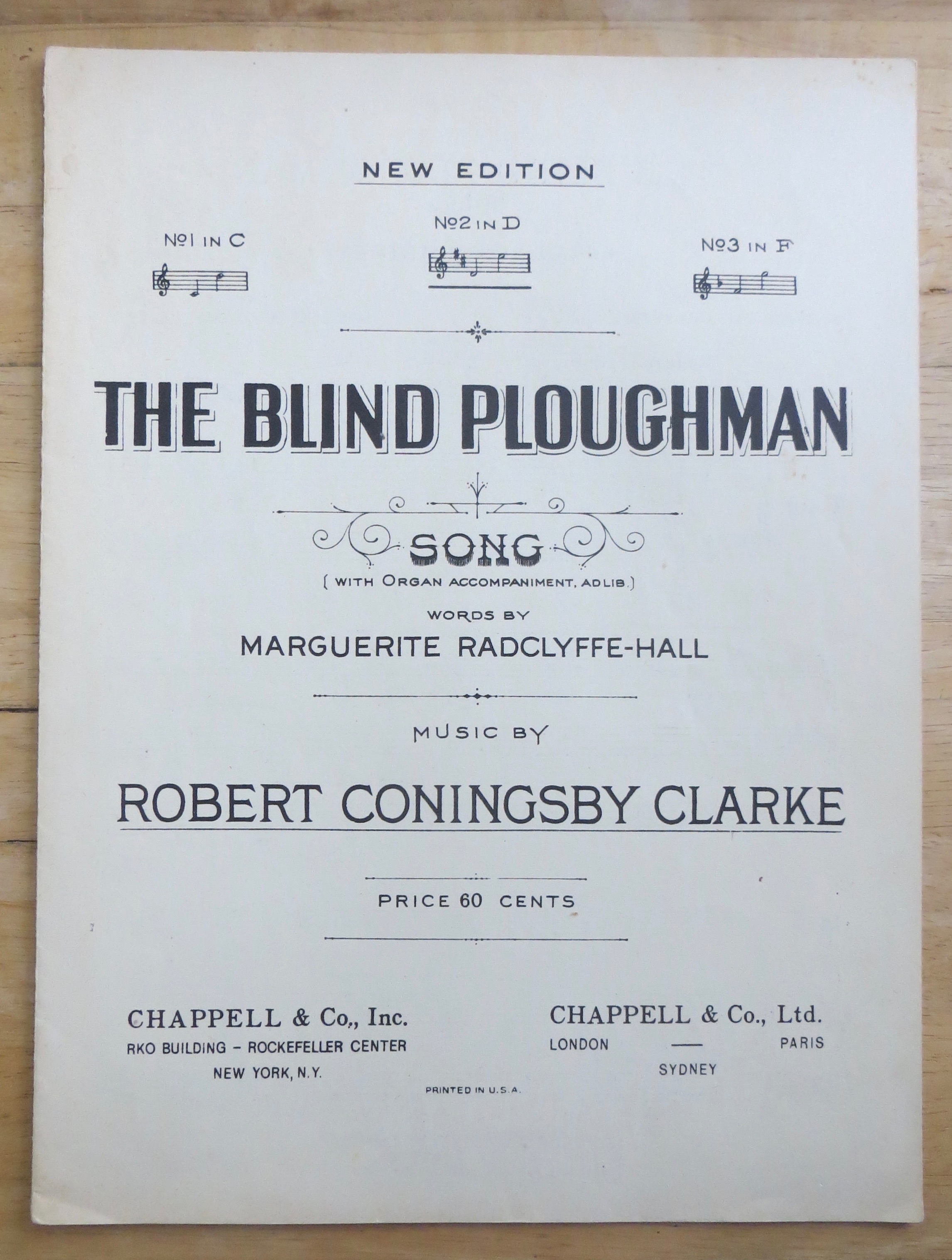 1913 The Blind Ploughman Song Sheet Music