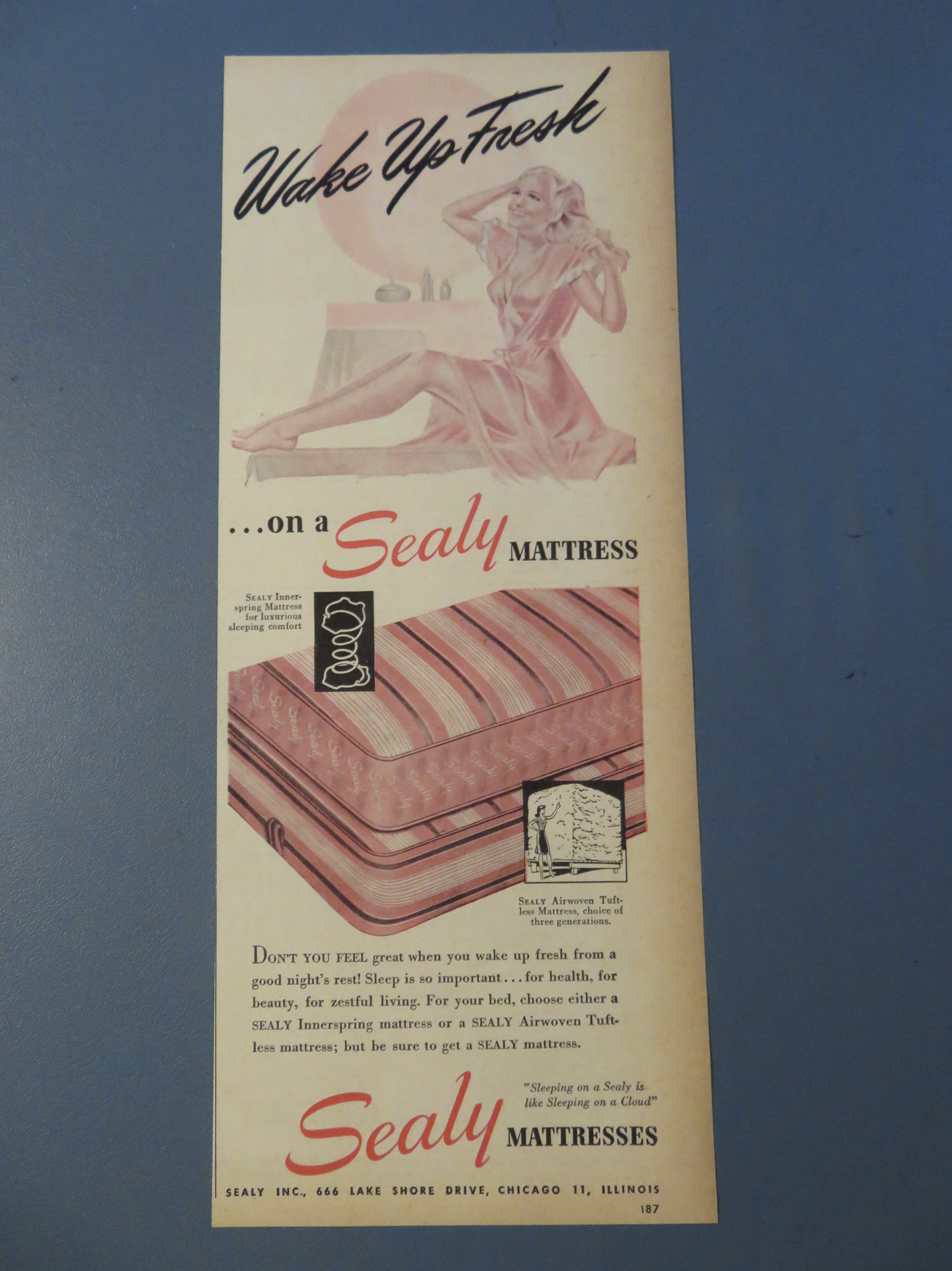 1946 Sealy Mattress with Lovely Woman In Nightie
