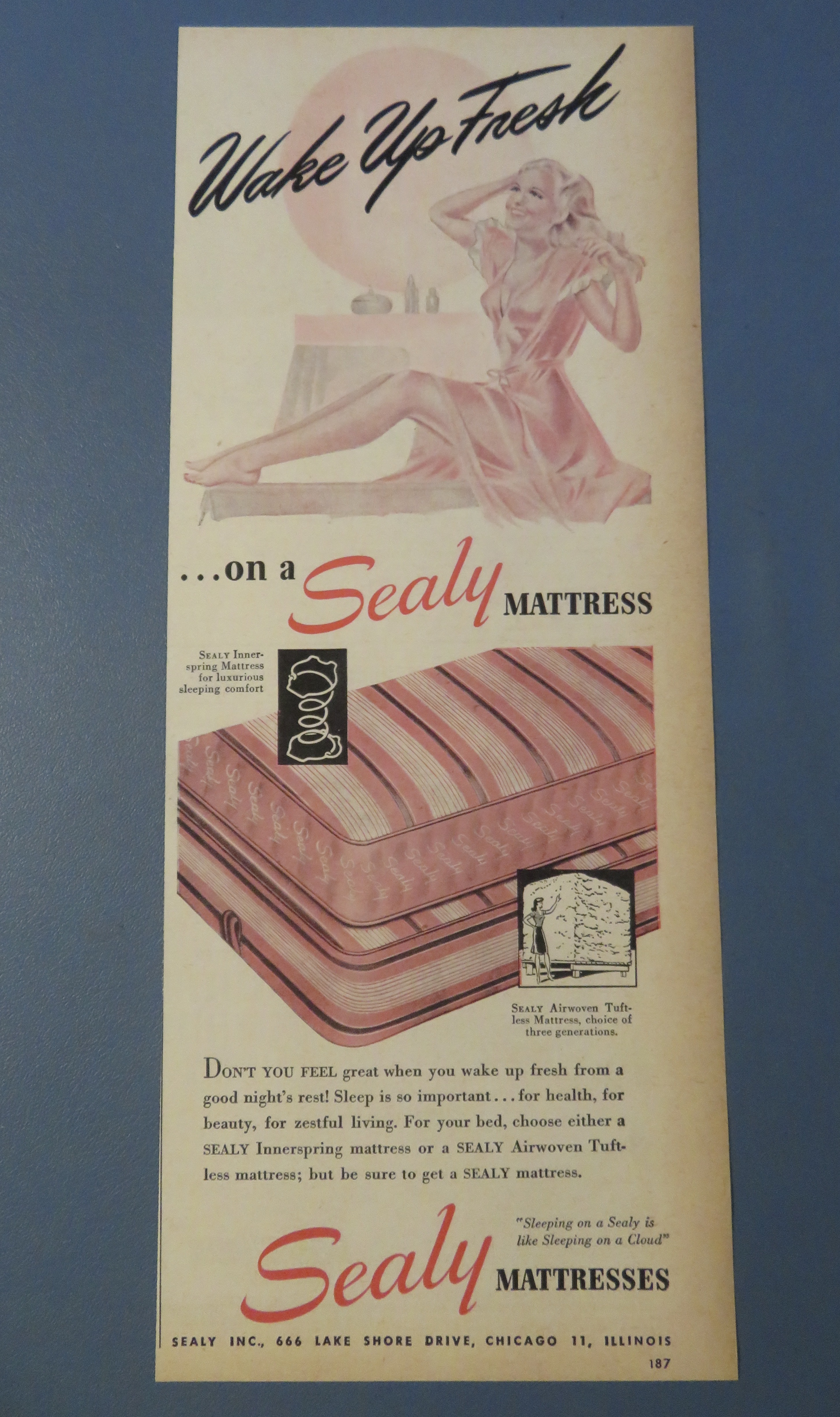 1946 Sealy Mattress with Lovely Woman In Nightie