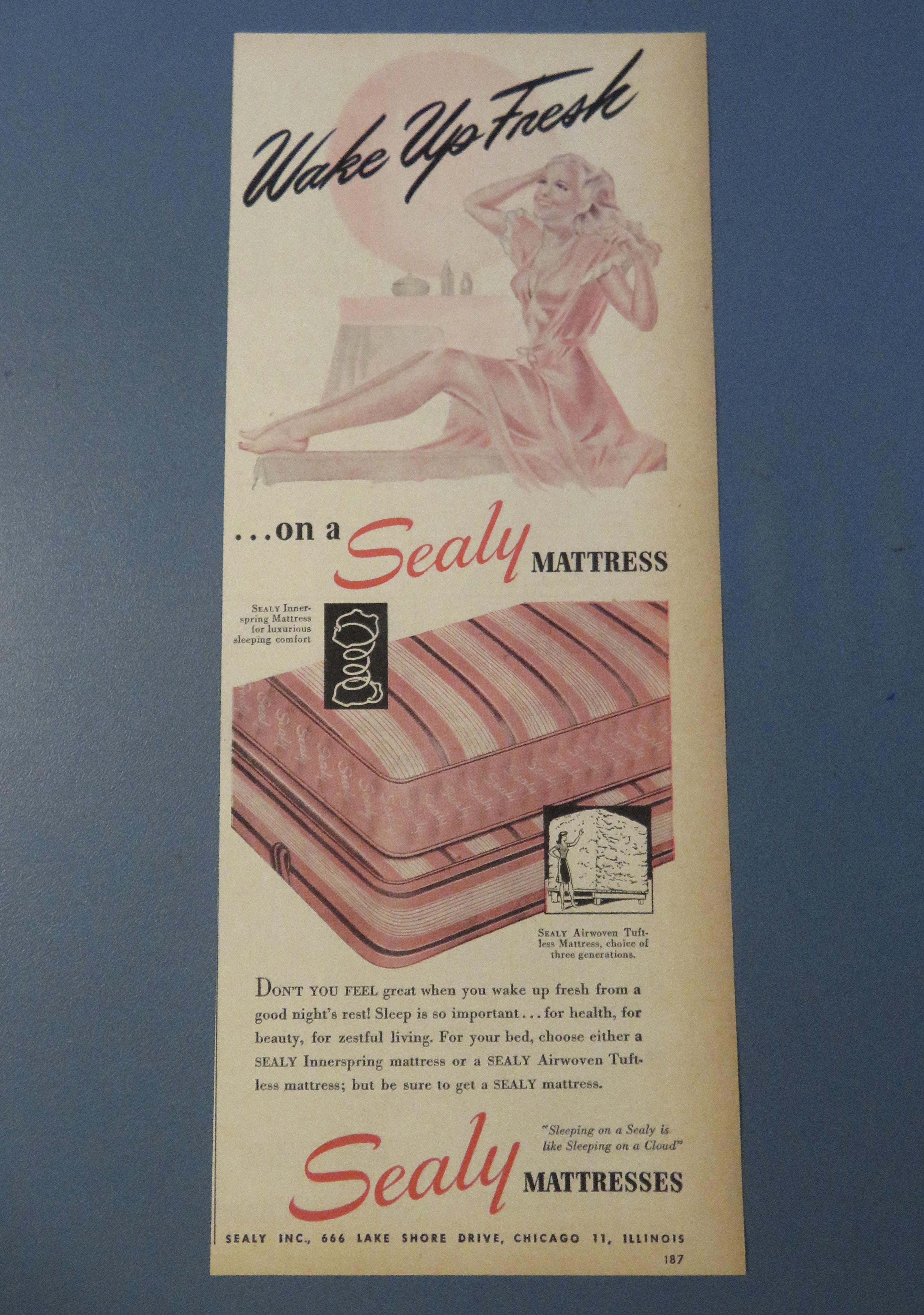 1946 Sealy Mattress with Lovely Woman In Nightie