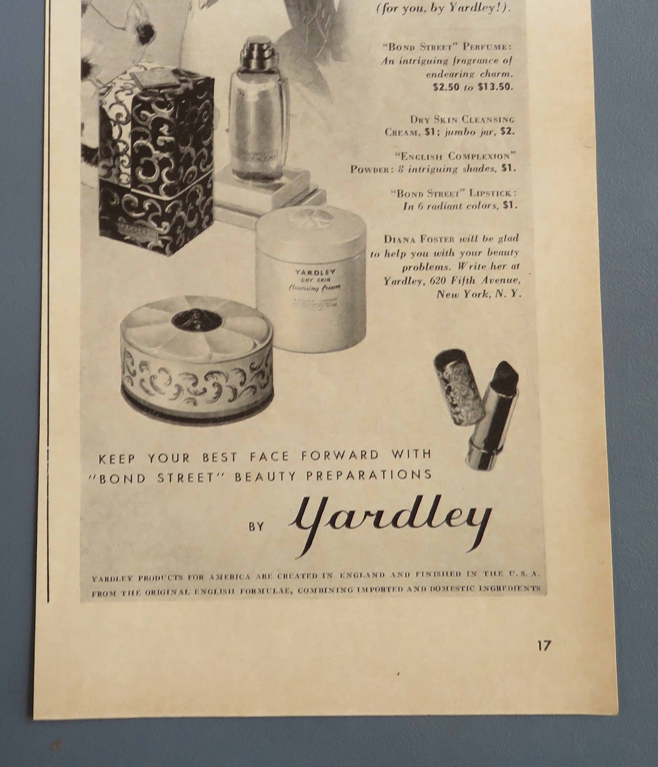 1943 Yardley with Lovely Woman Looking At Flowers