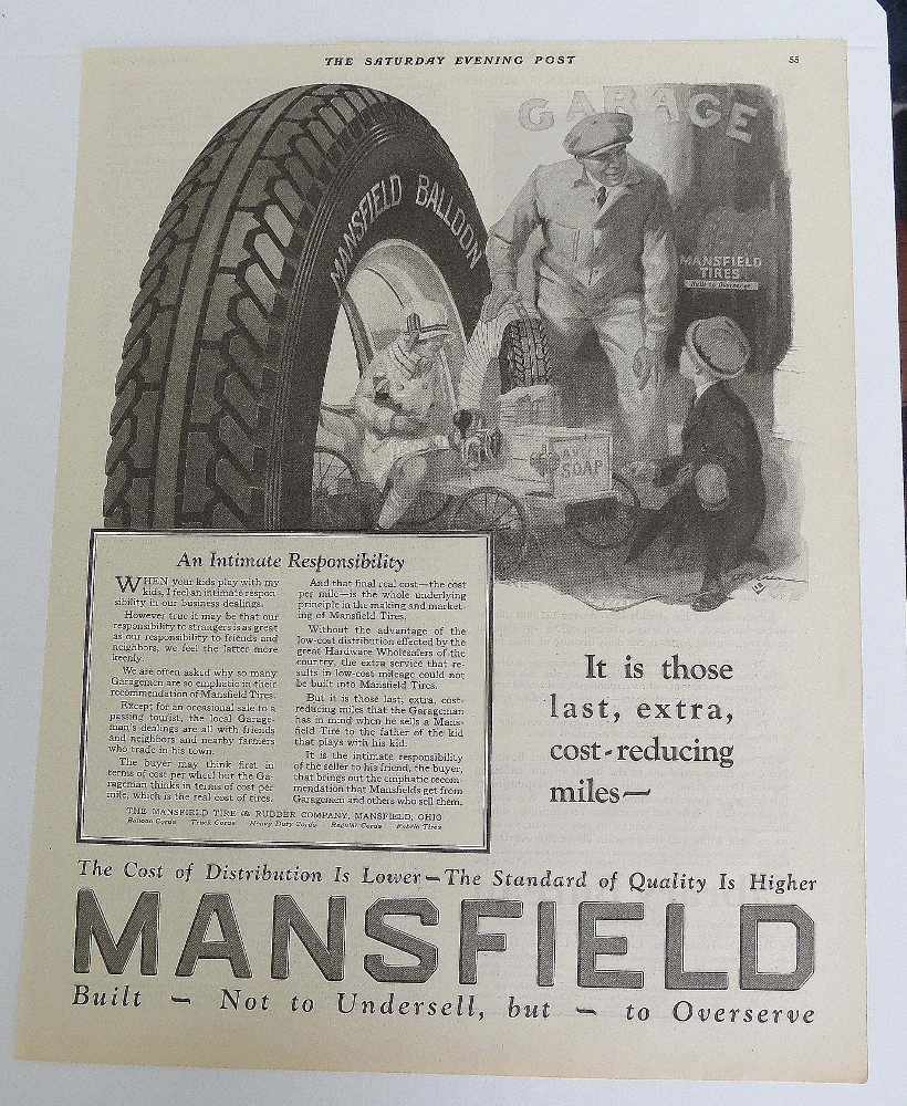1925 Mansfield Tires With Man Helping Children