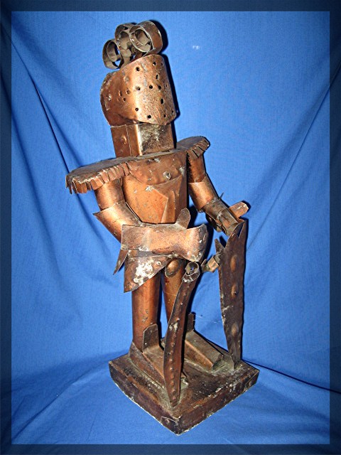 Knight in metal tin snip art