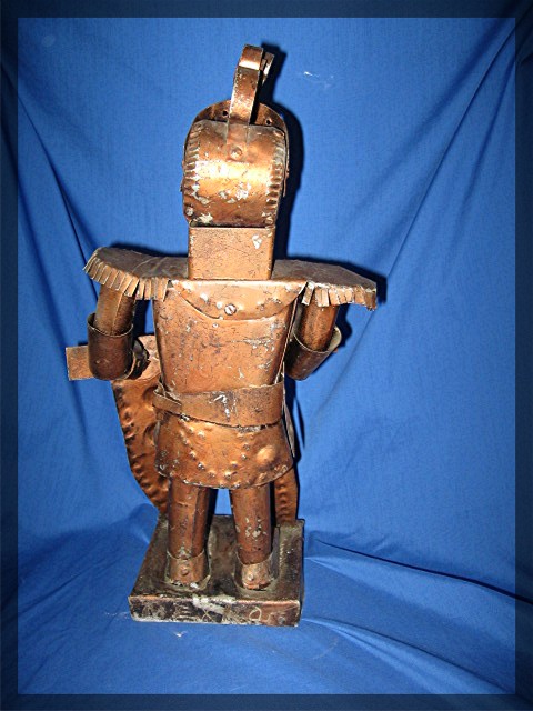 Knight in metal tin snip art
