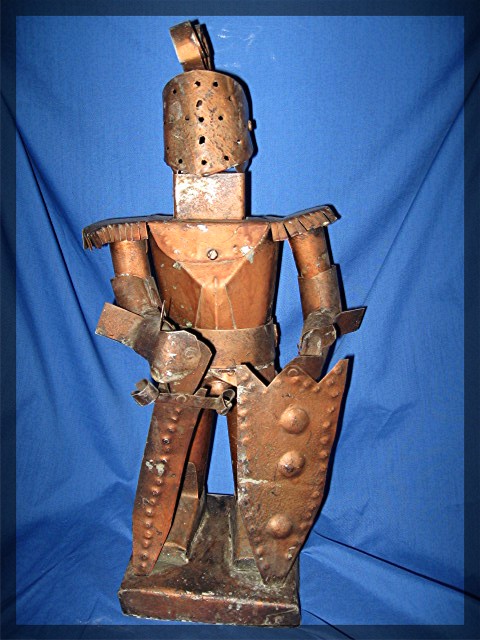 Knight in metal tin snip art