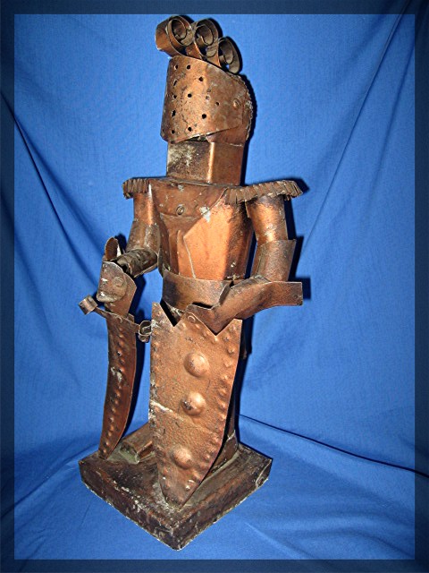 Knight in metal tin snip art