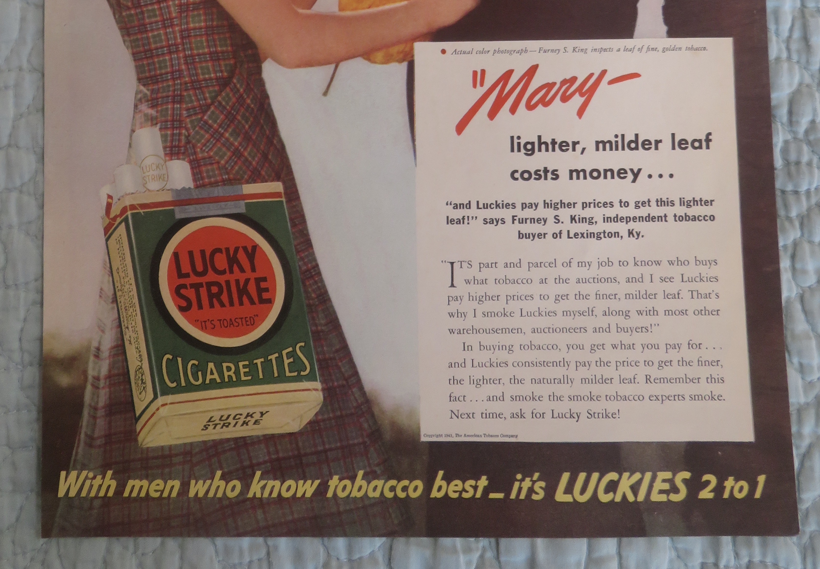 1941 Lucky Strike Cigarettes with Man & Woman & Leaf