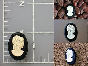 Bakelite  Black White Cameo Brooch Pin