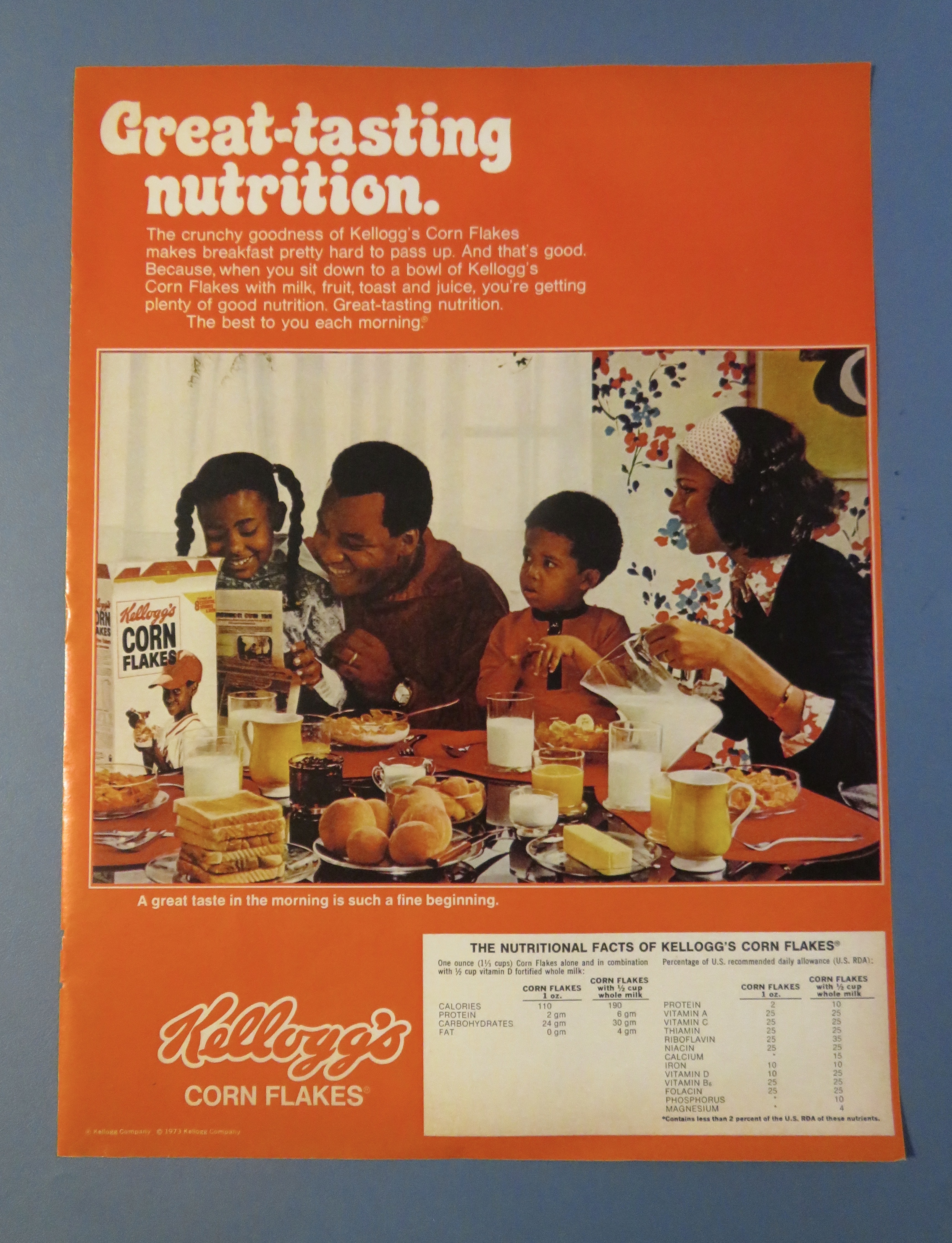 1973 Kellogg's Corn Flakes with Family Having Breakfast
