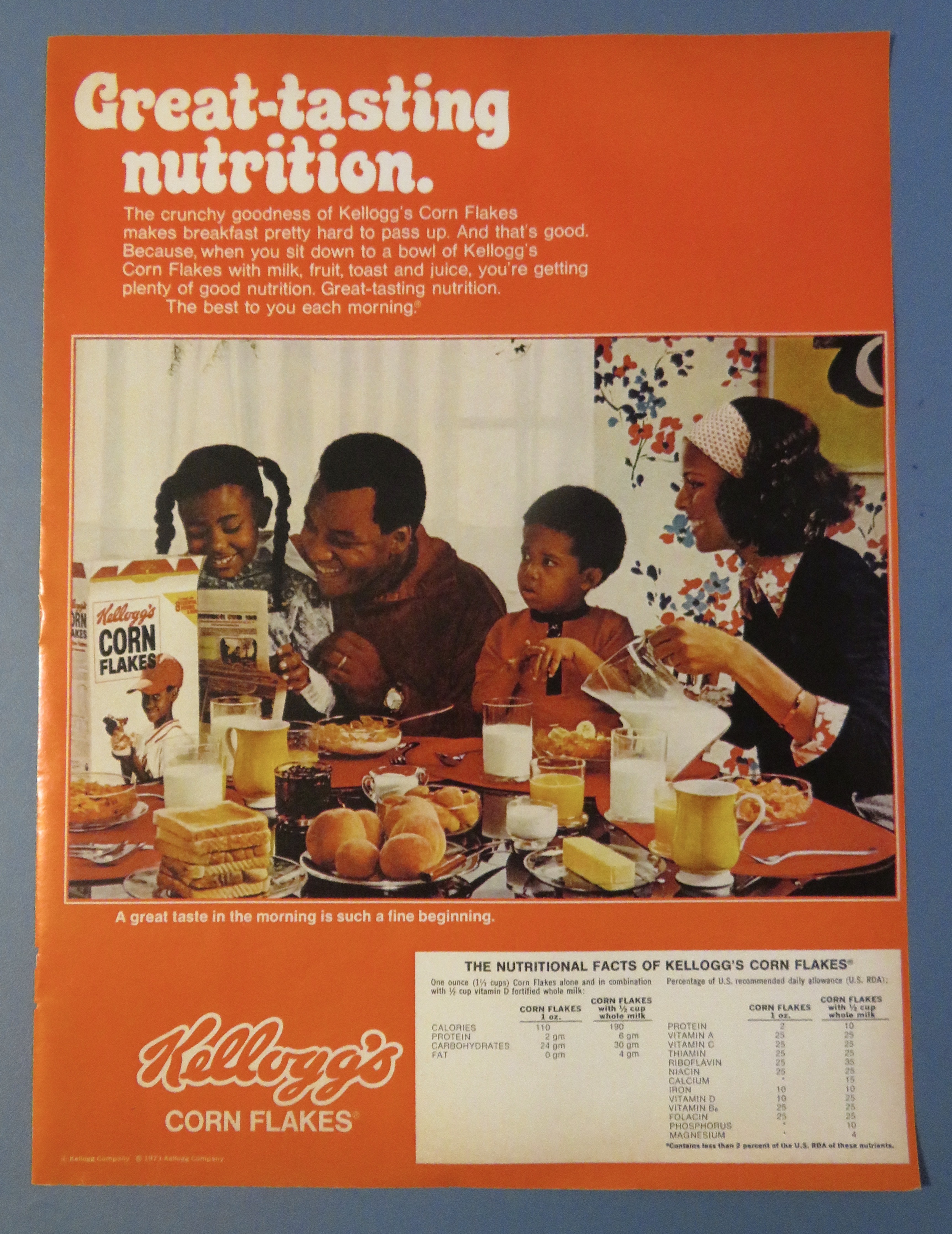 1973 Kellogg's Corn Flakes with Family Having Breakfast