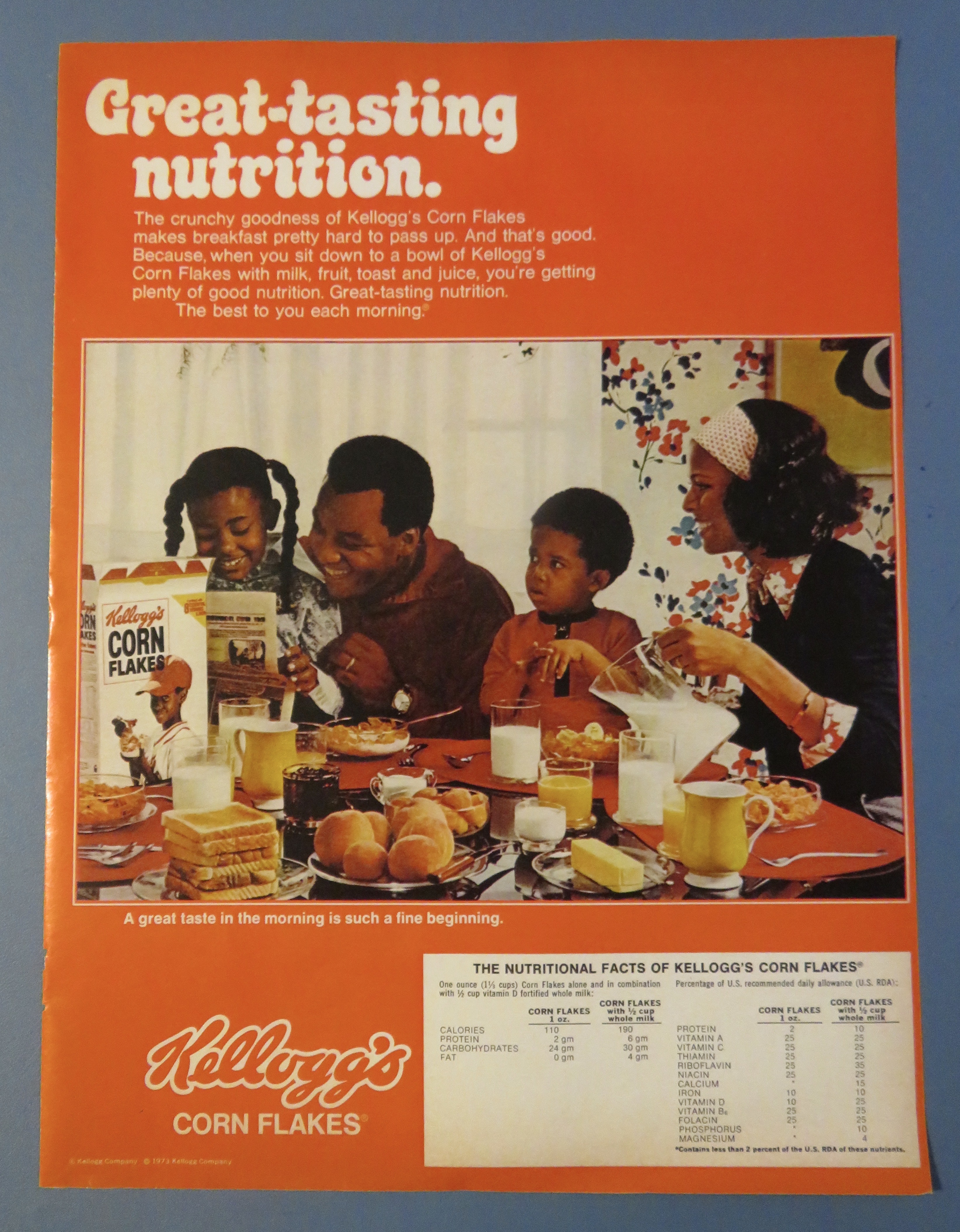 1973 Kellogg's Corn Flakes with Family Having Breakfast