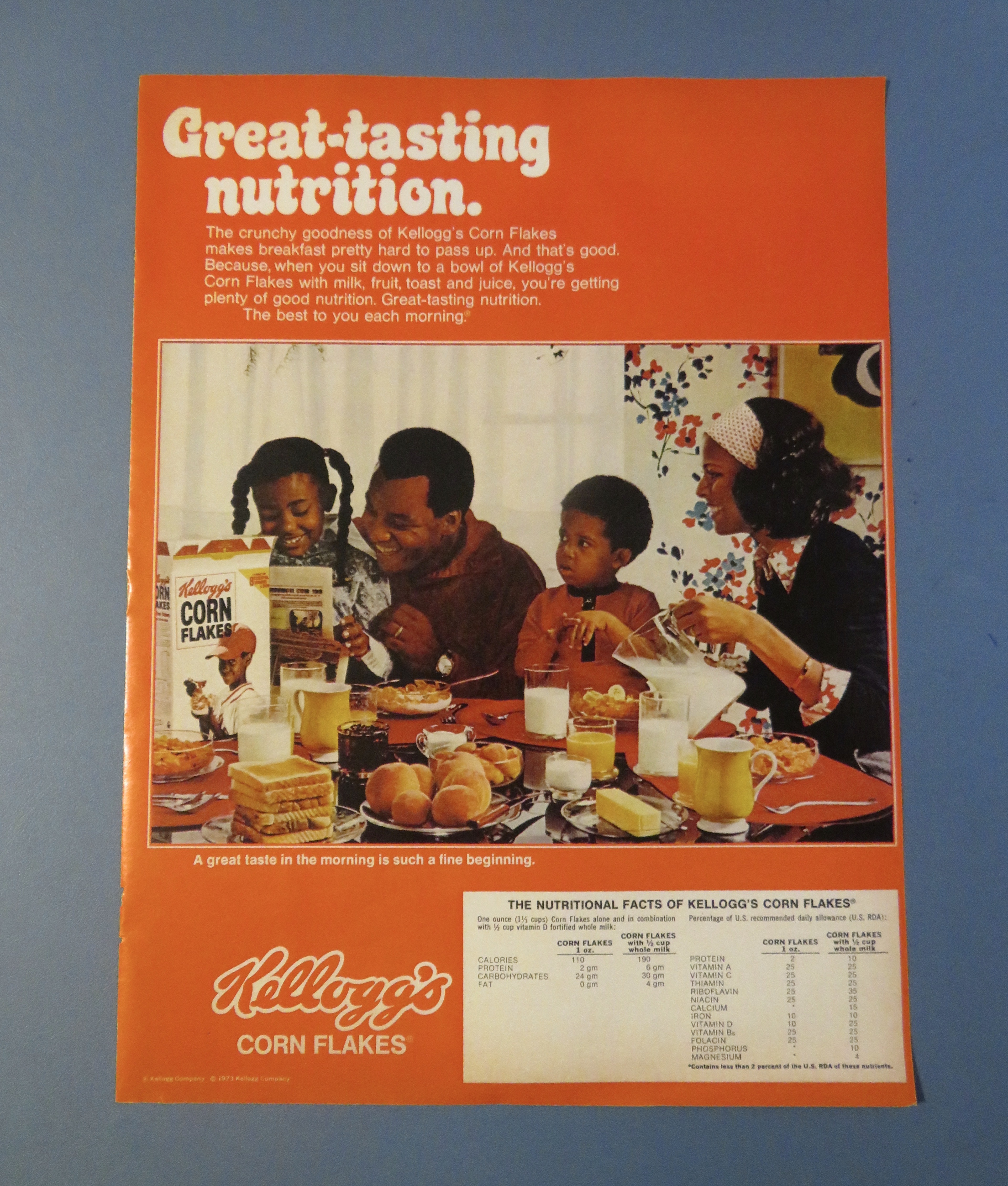 1973 Kellogg's Corn Flakes with Family Having Breakfast