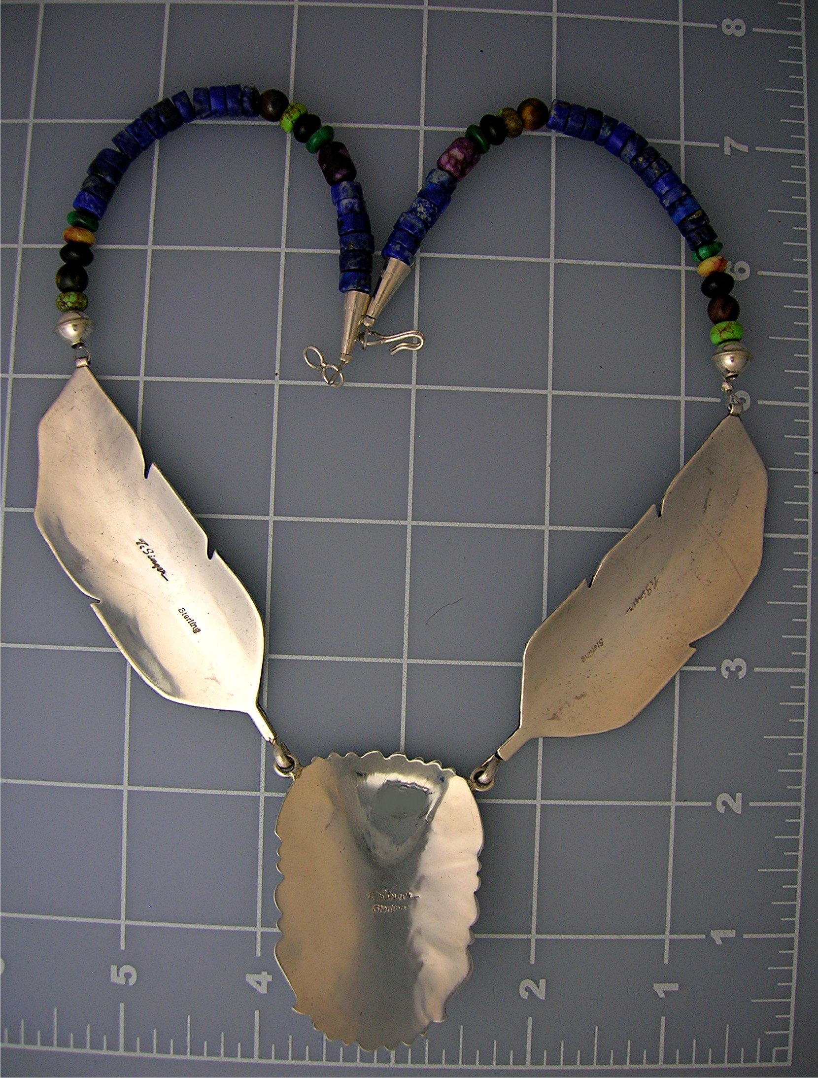 Navajo TOMMY SINGER Sterling Silver Lapis Necklace