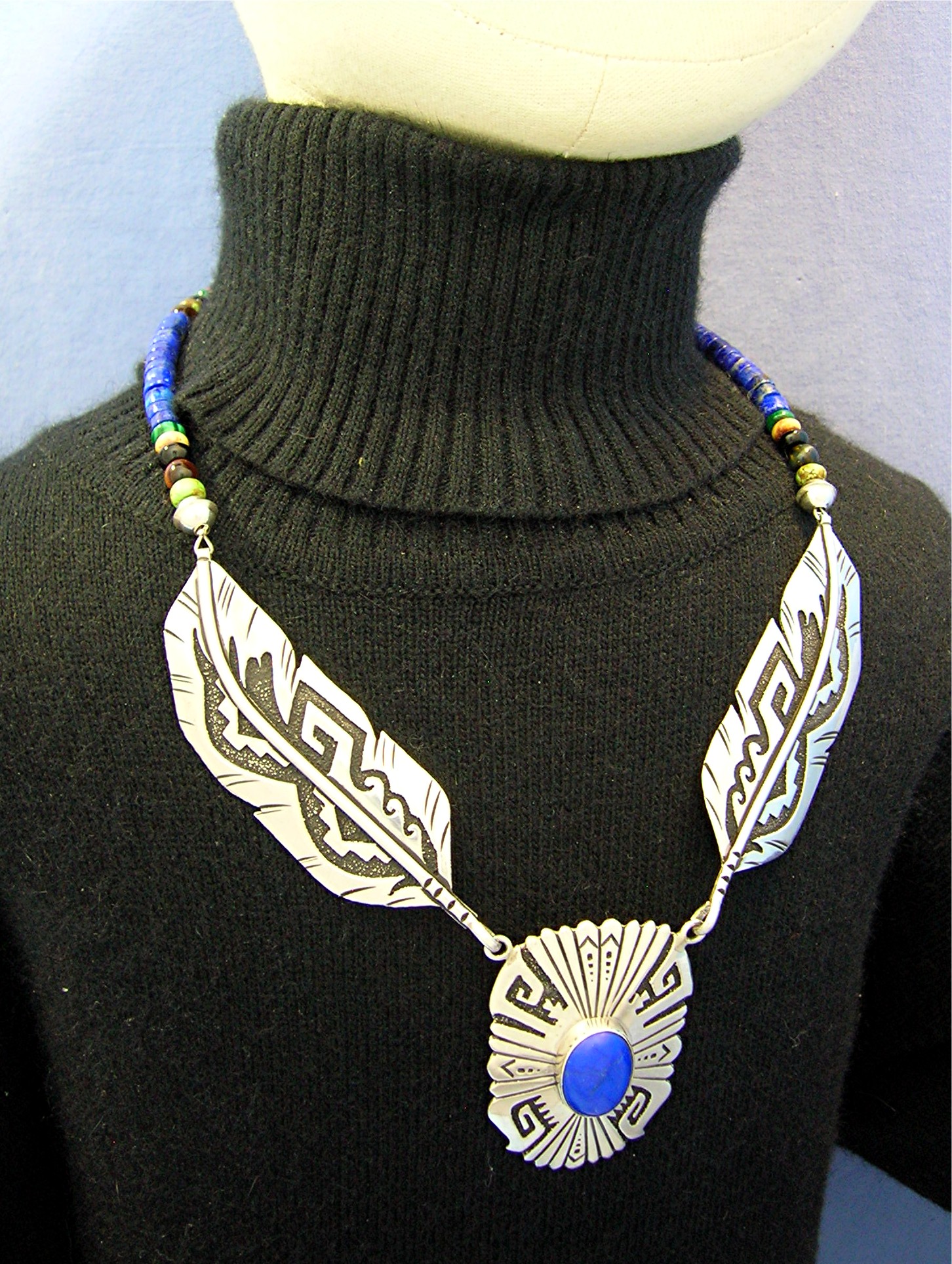 Navajo TOMMY SINGER Sterling Silver Lapis Necklace