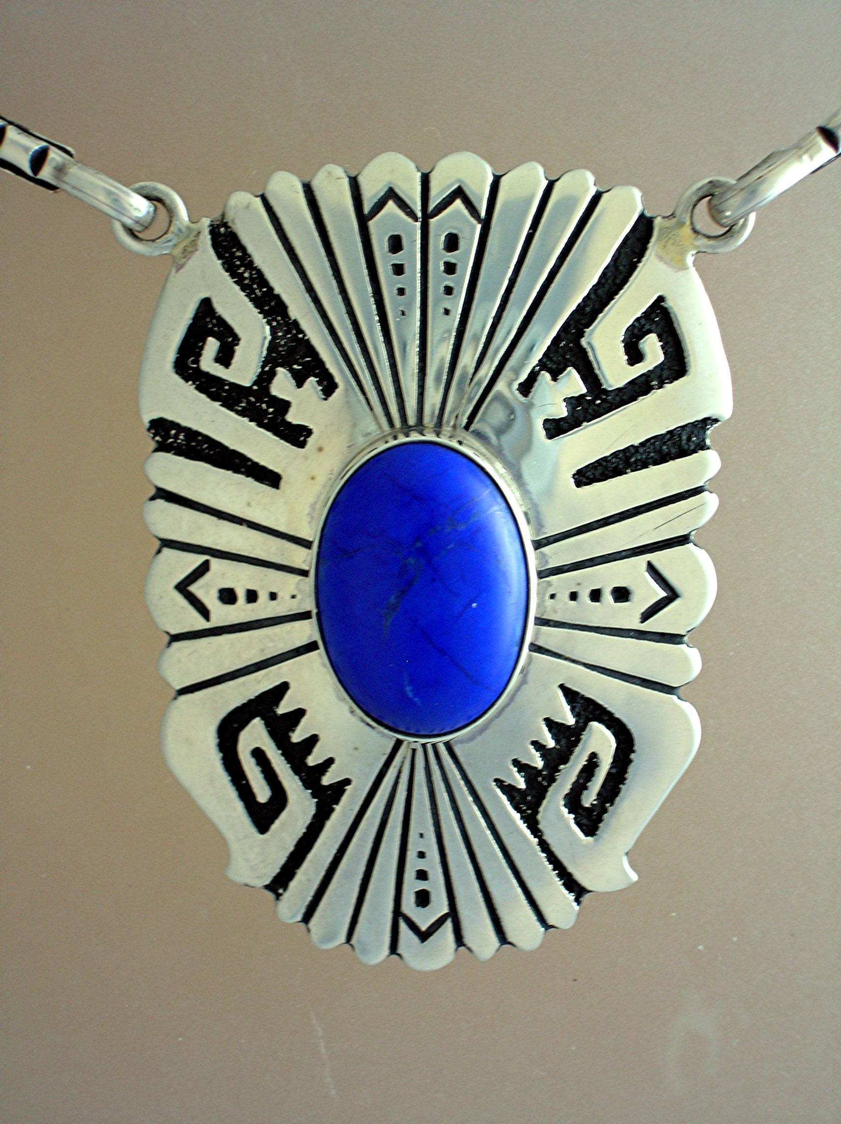 Navajo TOMMY SINGER Sterling Silver Lapis Necklace