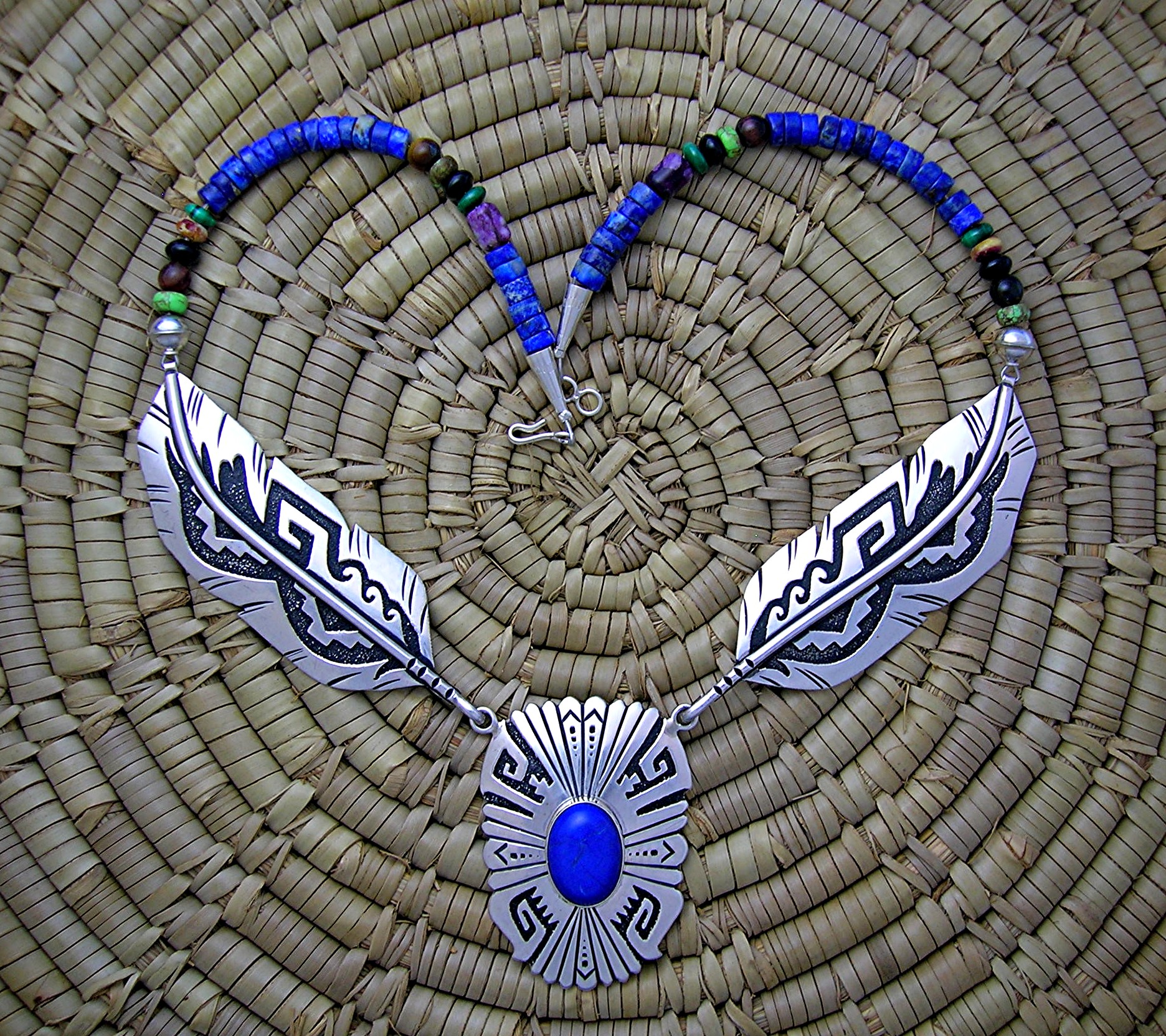 Navajo TOMMY SINGER Sterling Silver Lapis Necklace
