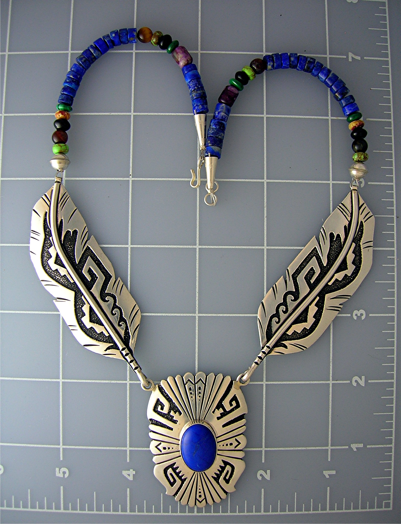 Navajo TOMMY SINGER Sterling Silver Lapis Necklace