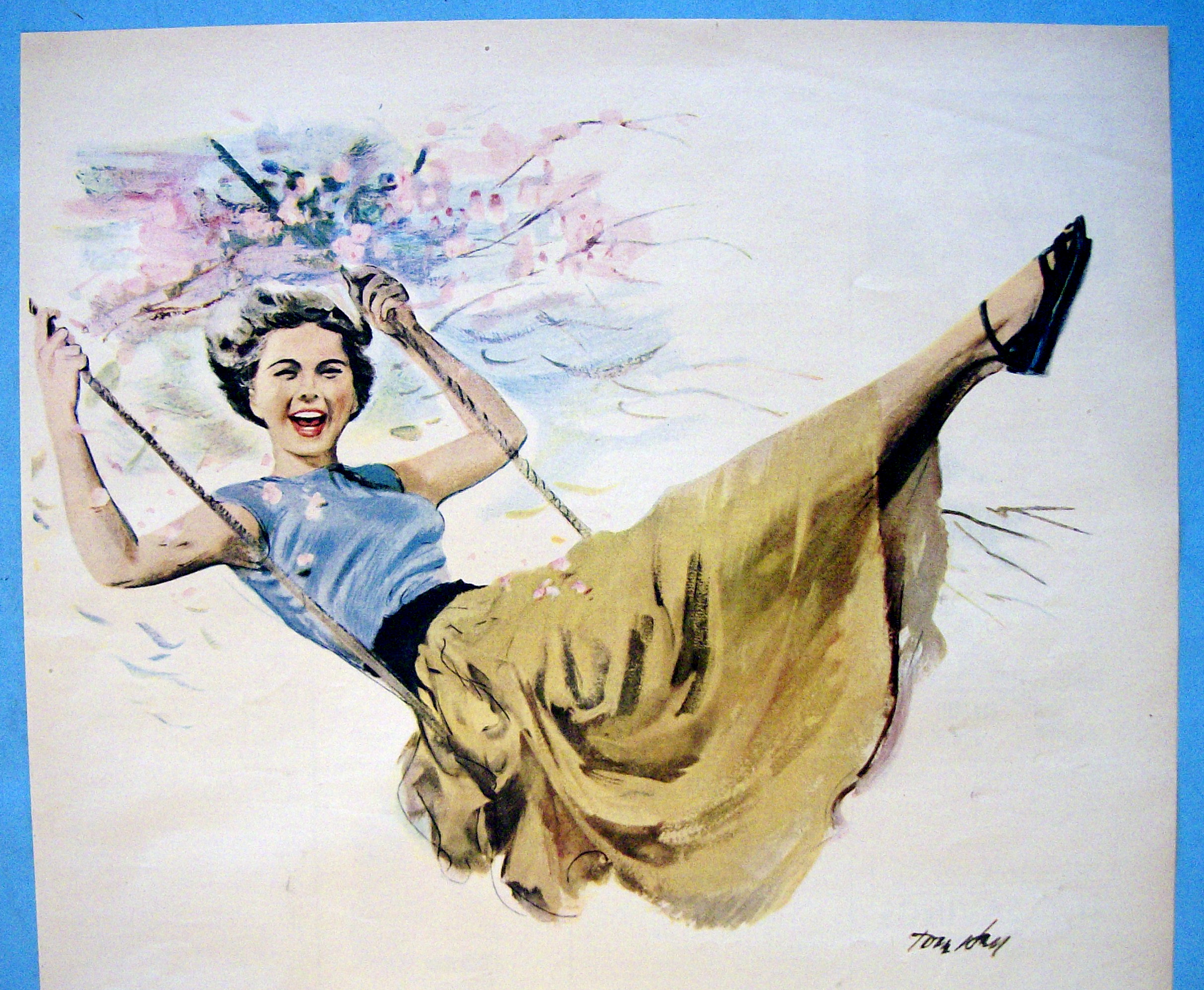 1951 Kotex Sanitary Napkins with Woman Swinging