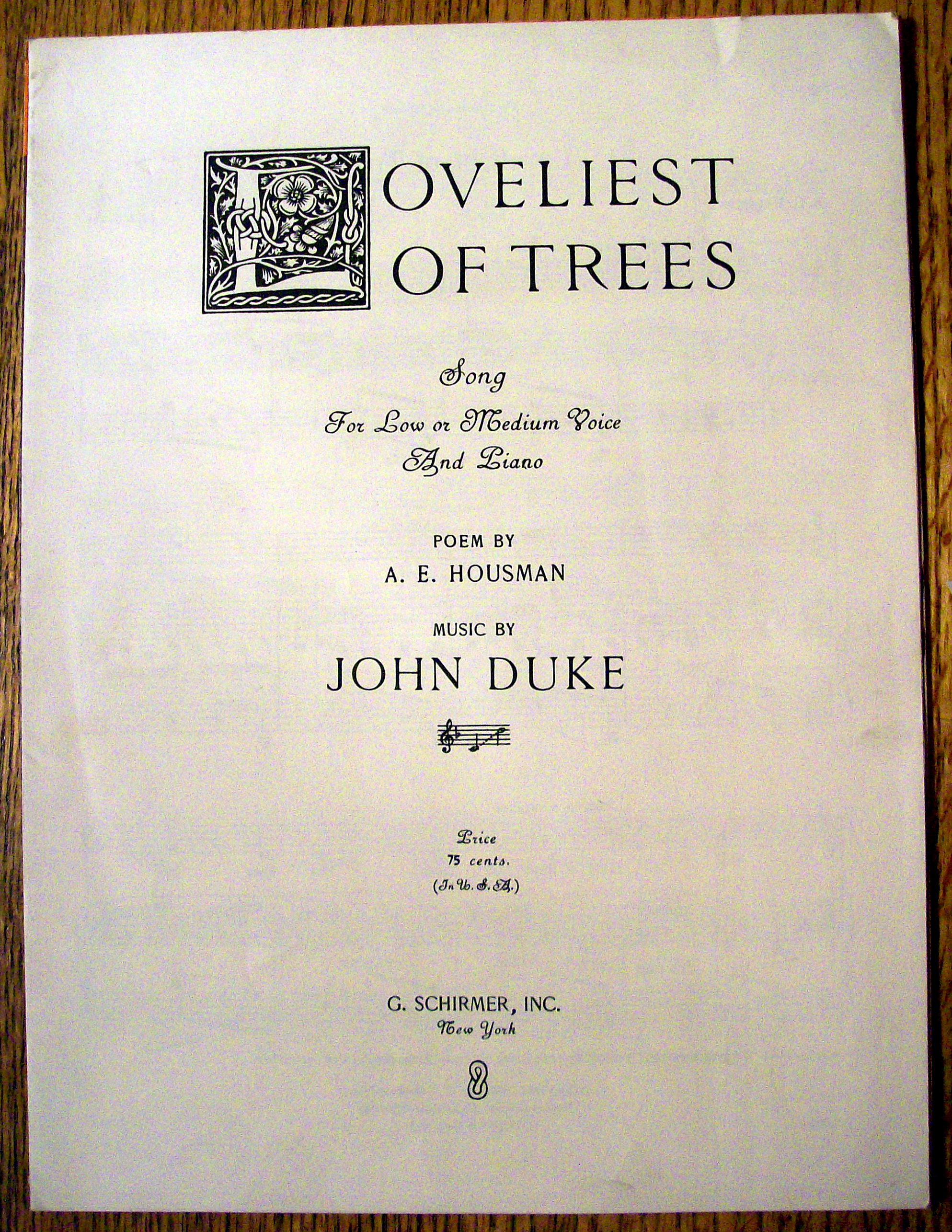 Sheet Music For 1934 Loveliest Of Trees