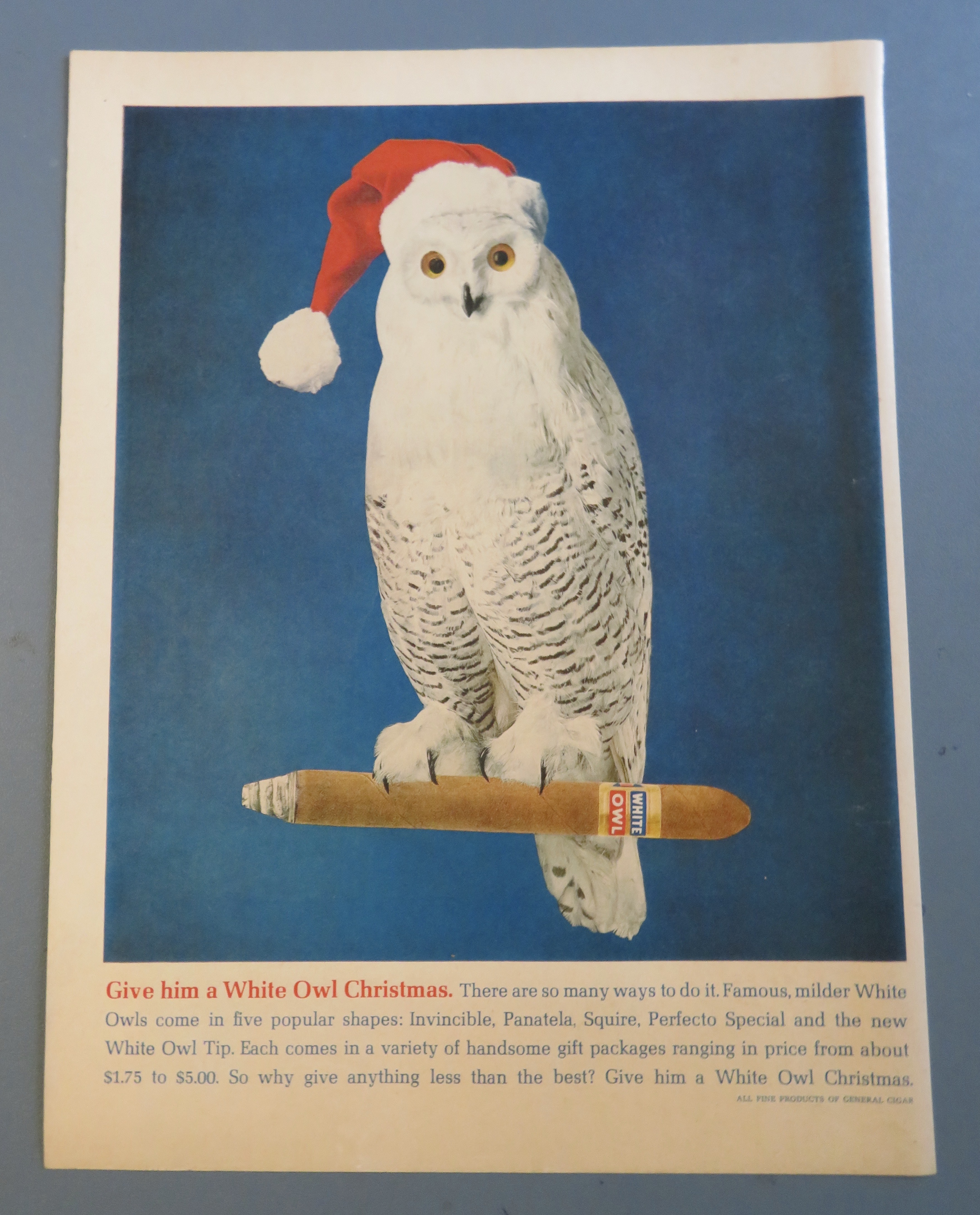 1961 White Owl Cigars with White Owl On Cigar