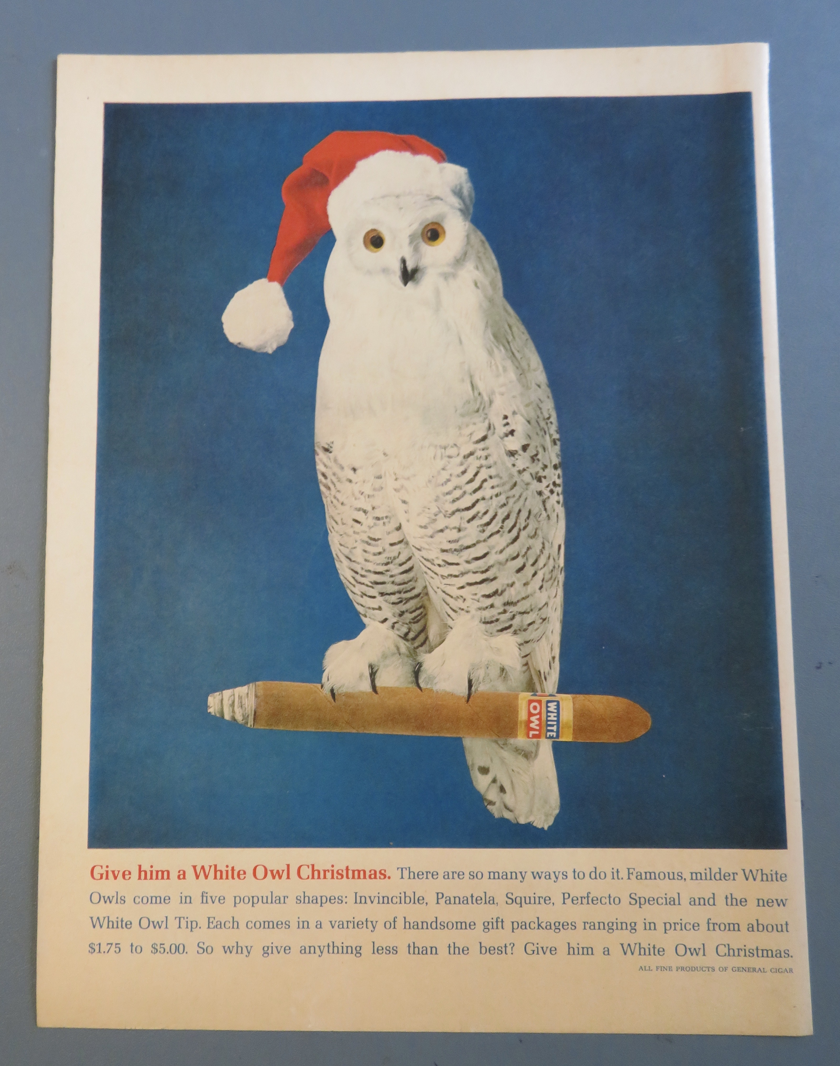 1961 White Owl Cigars with White Owl On Cigar