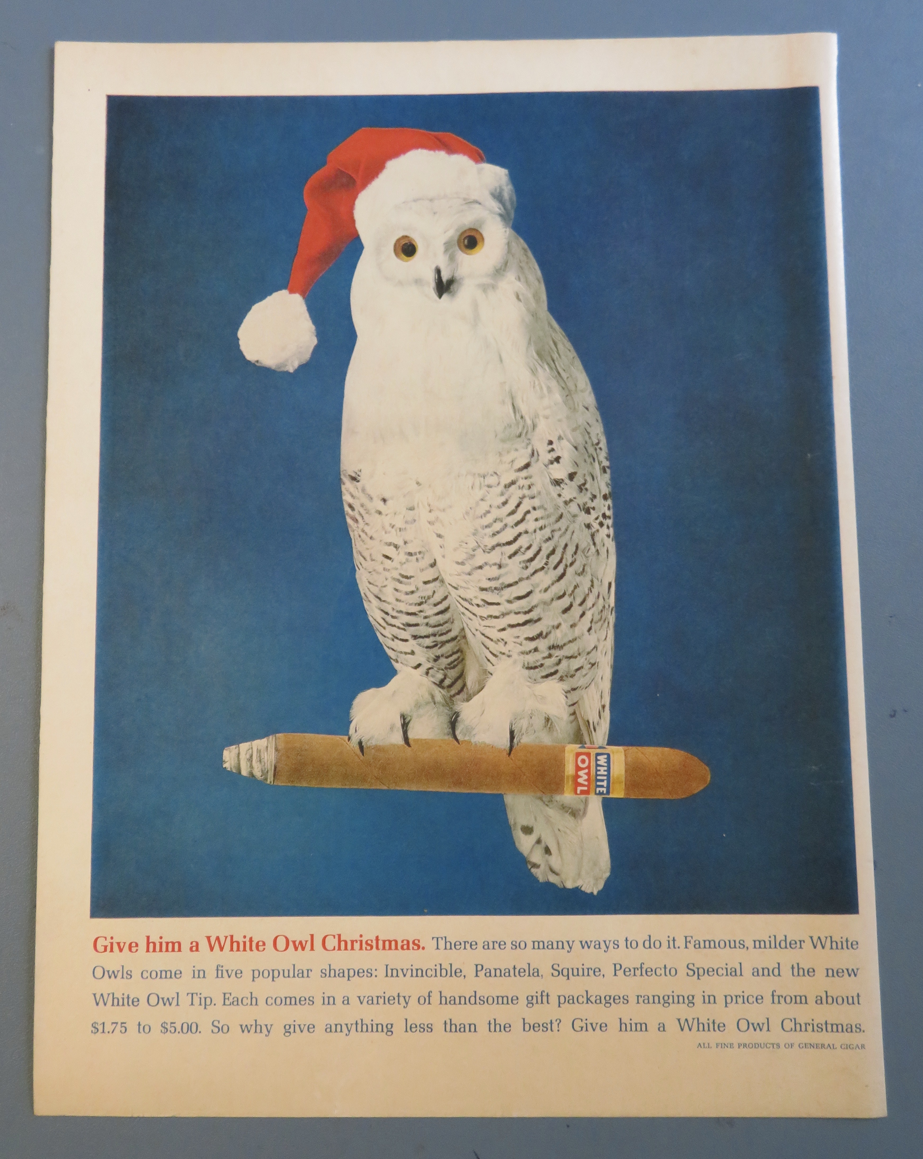 1961 White Owl Cigars with White Owl On Cigar