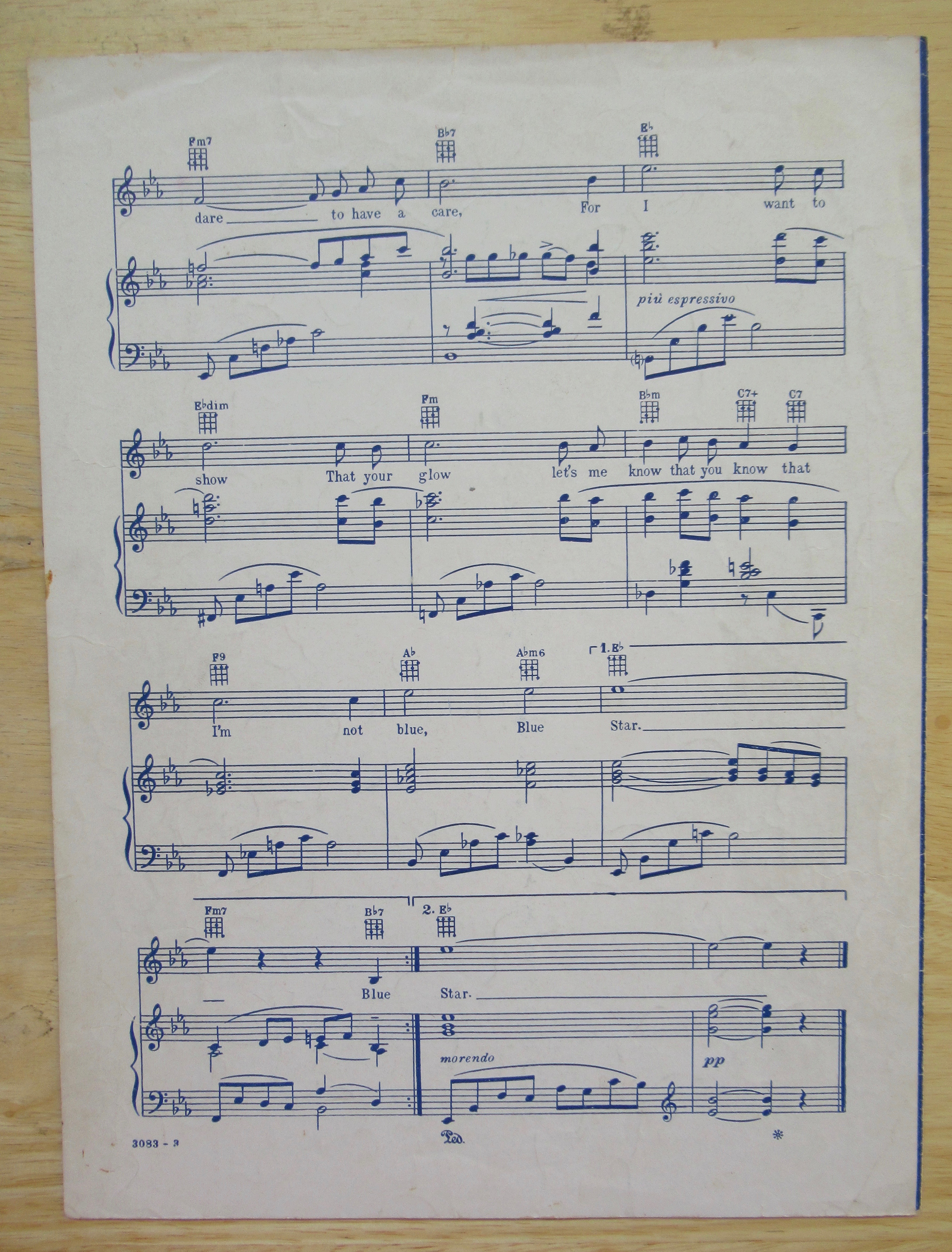 1955 Blue Star ((The Medic Theme) Sheet Music