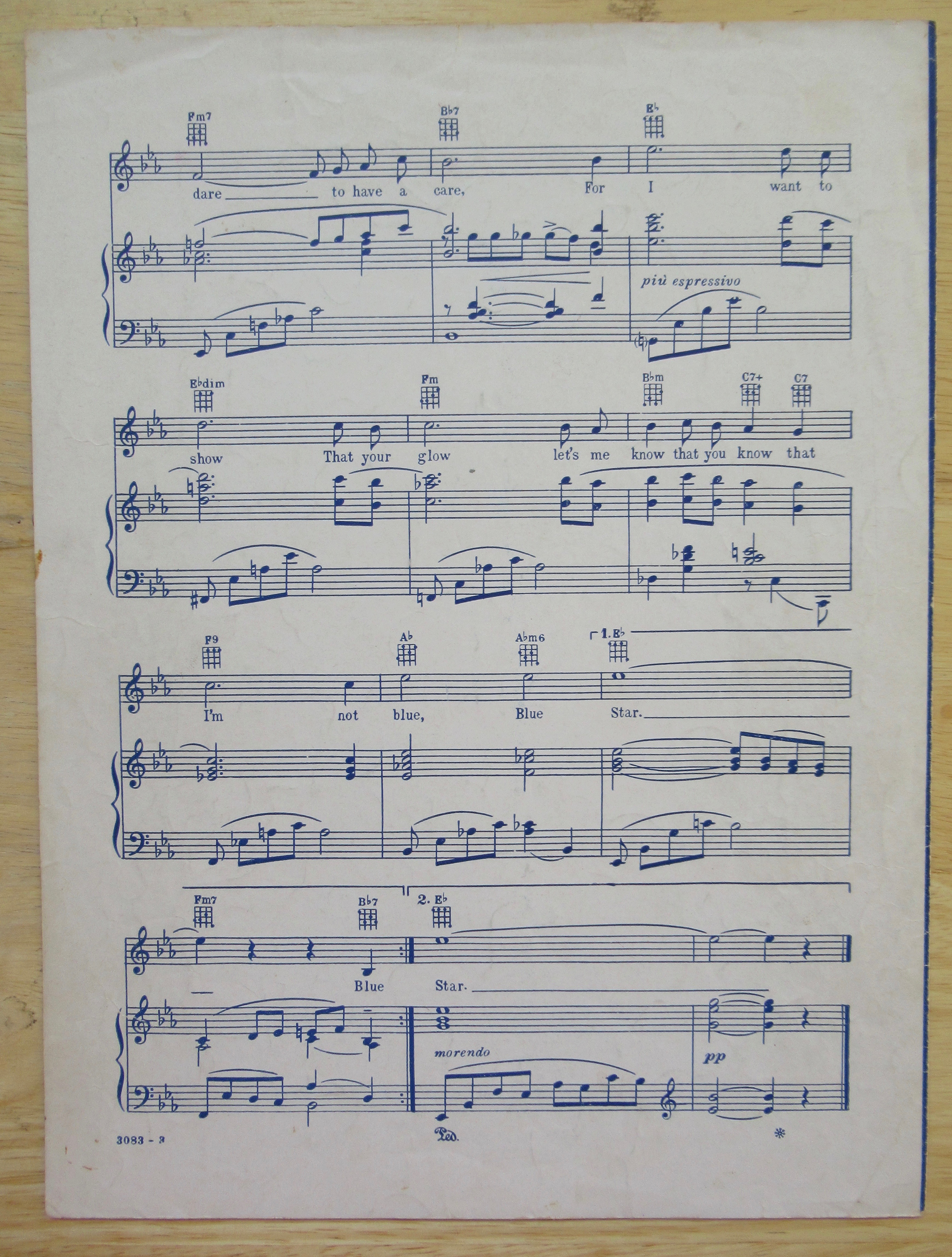 1955 Blue Star ((The Medic Theme) Sheet Music