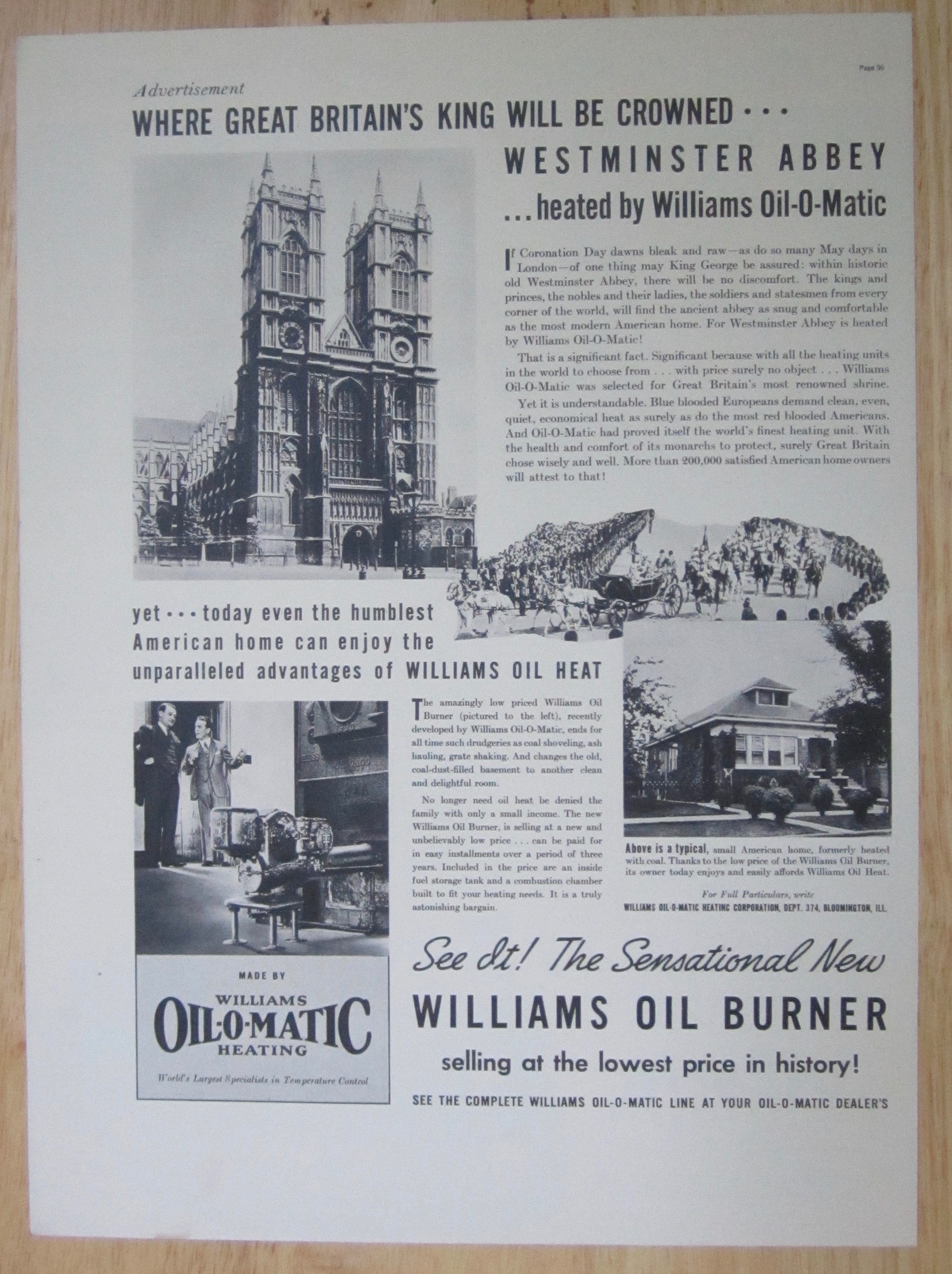 1937 Williams Oil O Matic with Westminster Abbey
