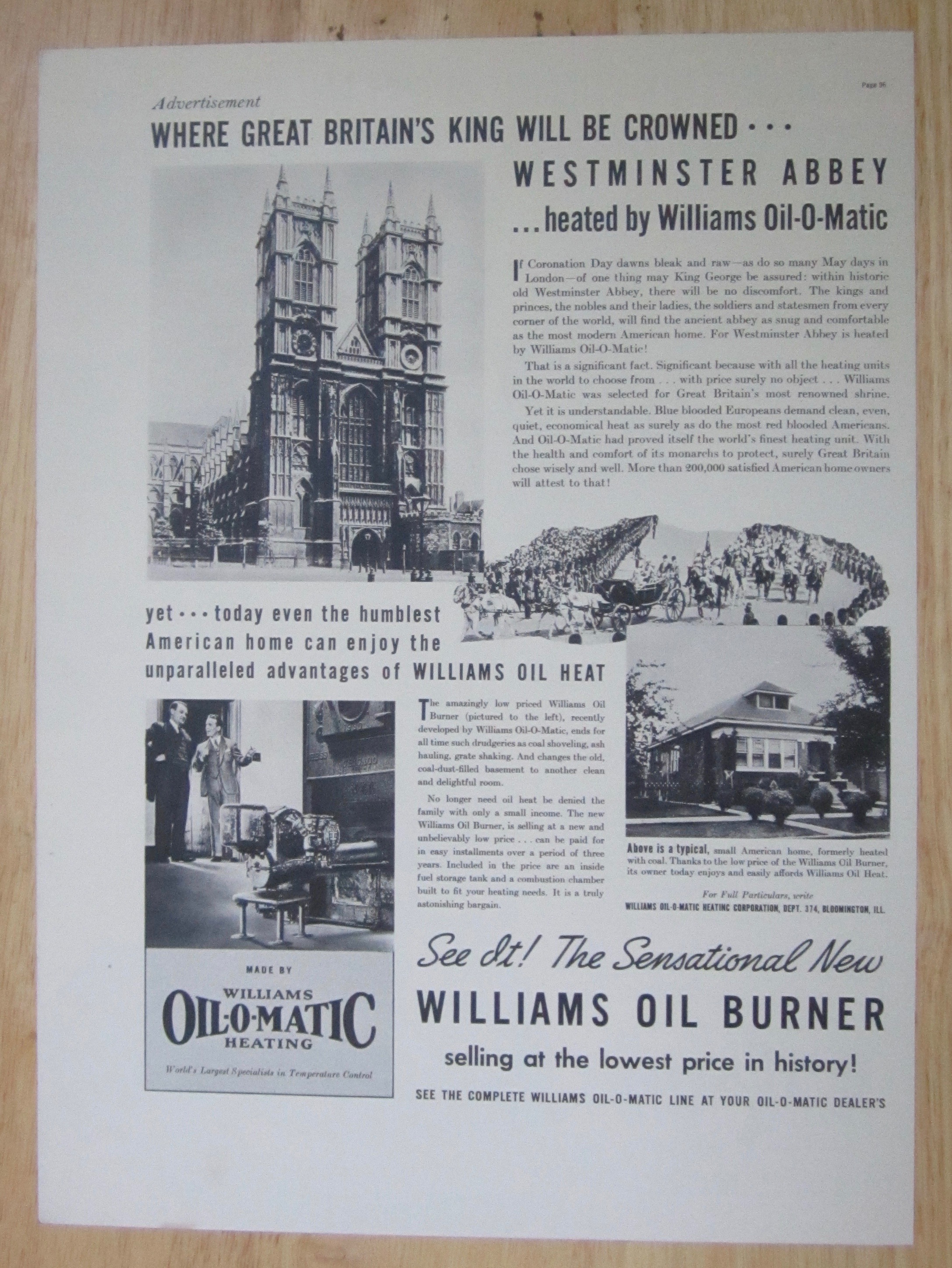 1937 Williams Oil O Matic with Westminster Abbey