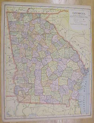 Antique Map North & South Carolina Georgia 1902