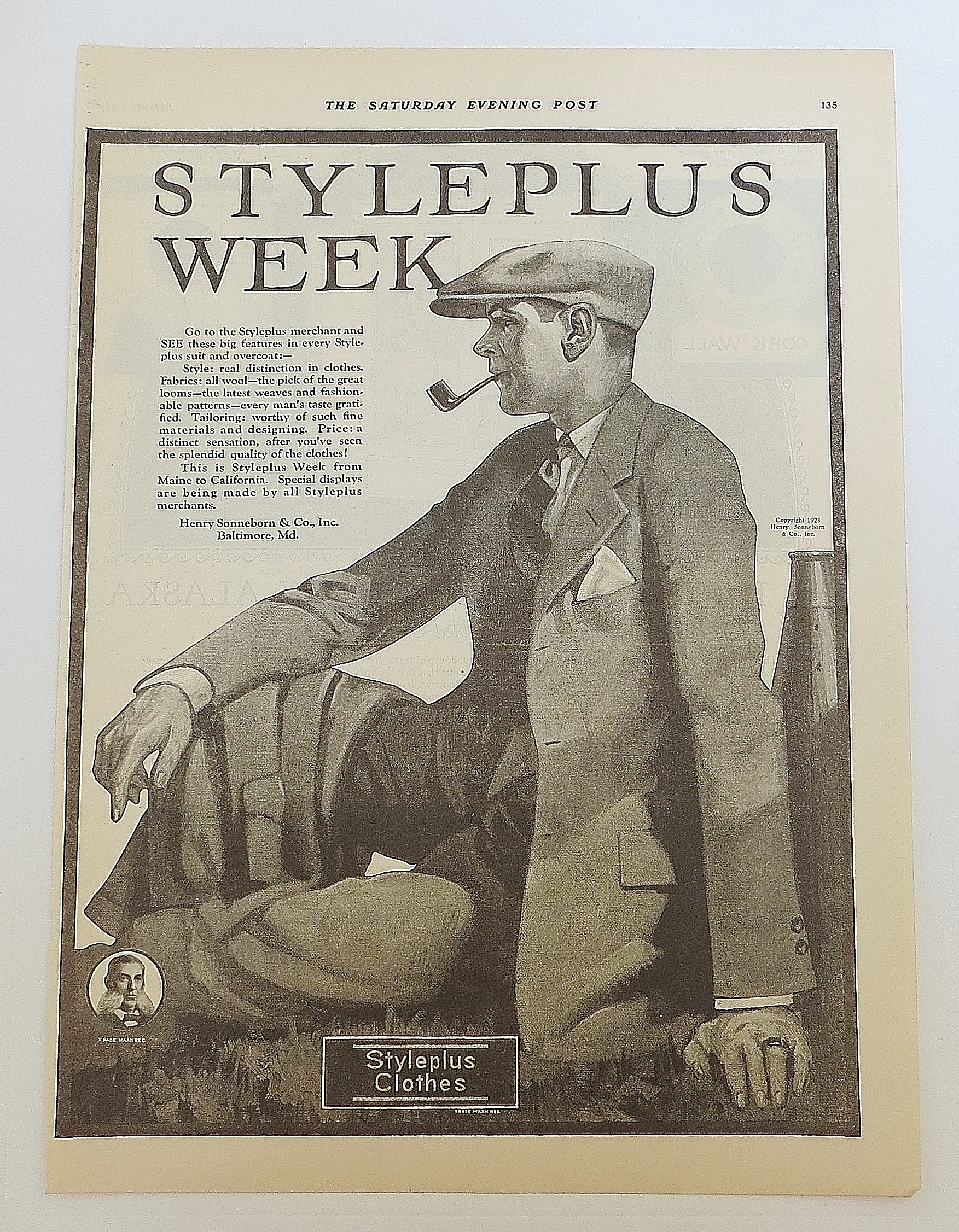 1923 Styleplus Clothes With Man & Pipe