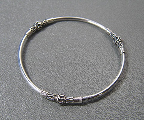 3 Sterling Silver Bangle Bali Bracelets