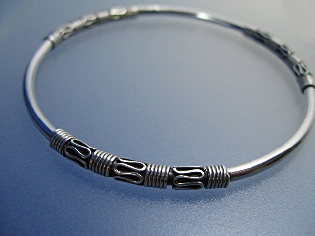 3 Sterling Silver Bangle Bali Bracelets