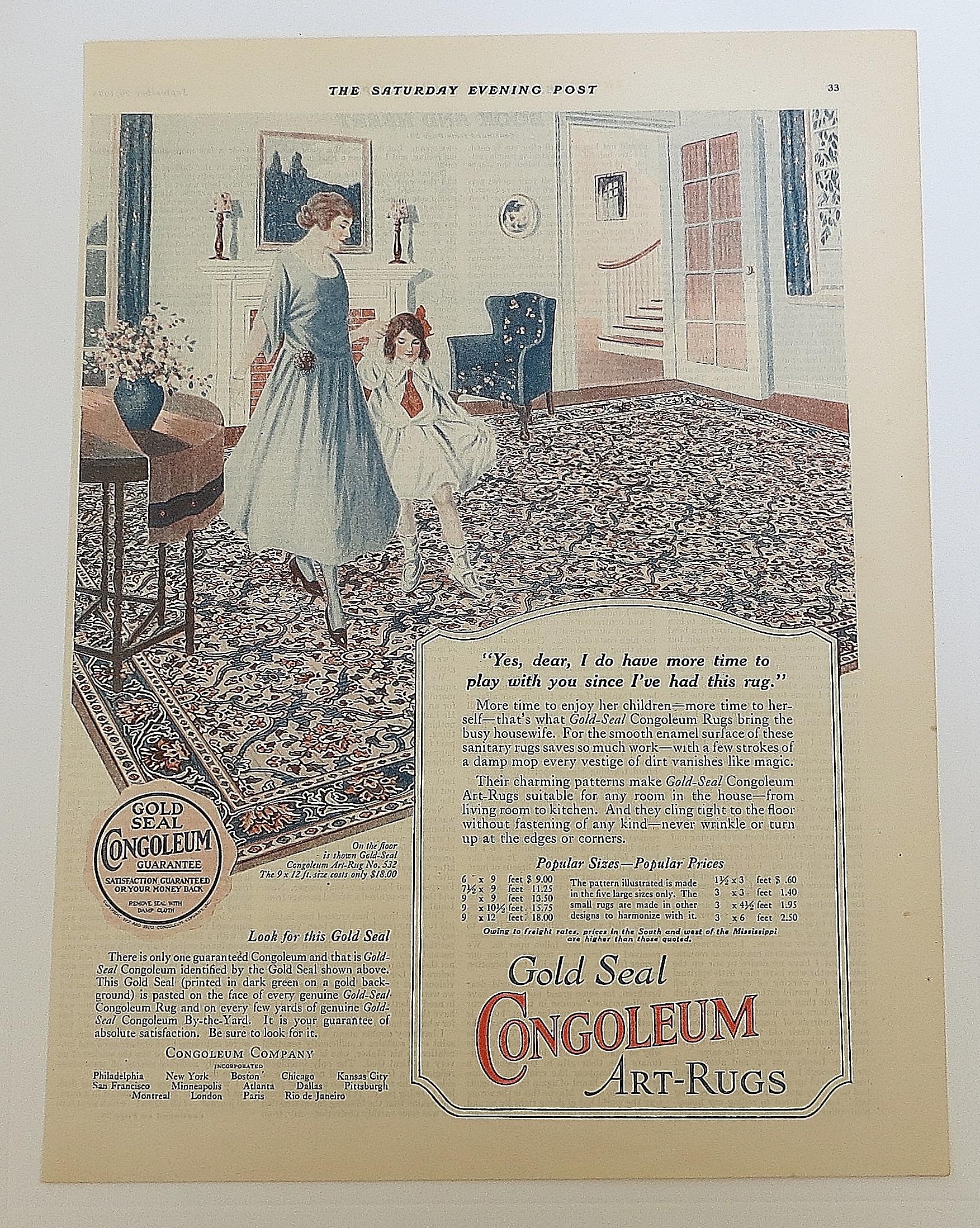 1923 Congoleum Rugs With Mom & Girl Dancing