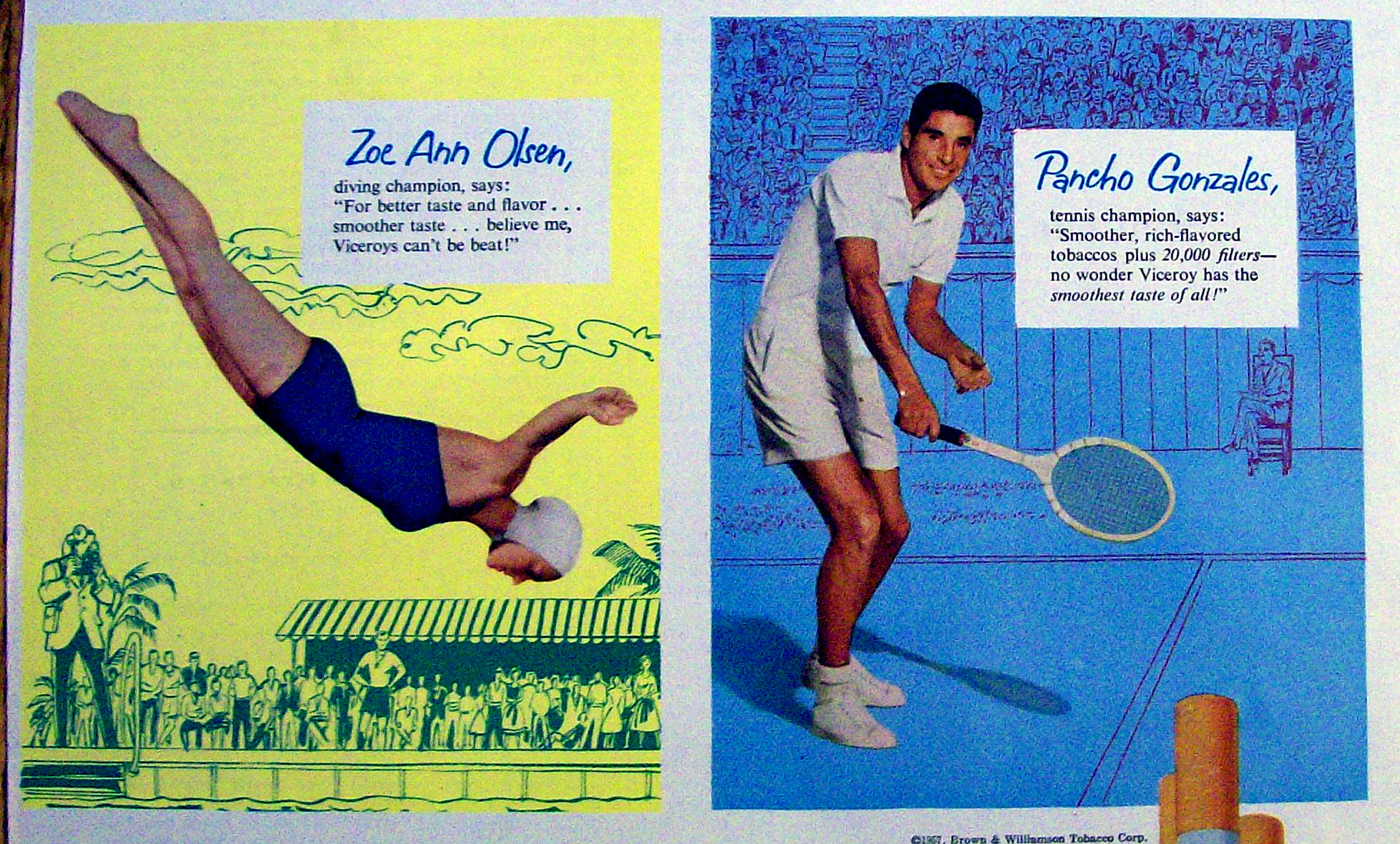 1957 Viceroy Cigarettes with Mickey Mantle, Sam Snead