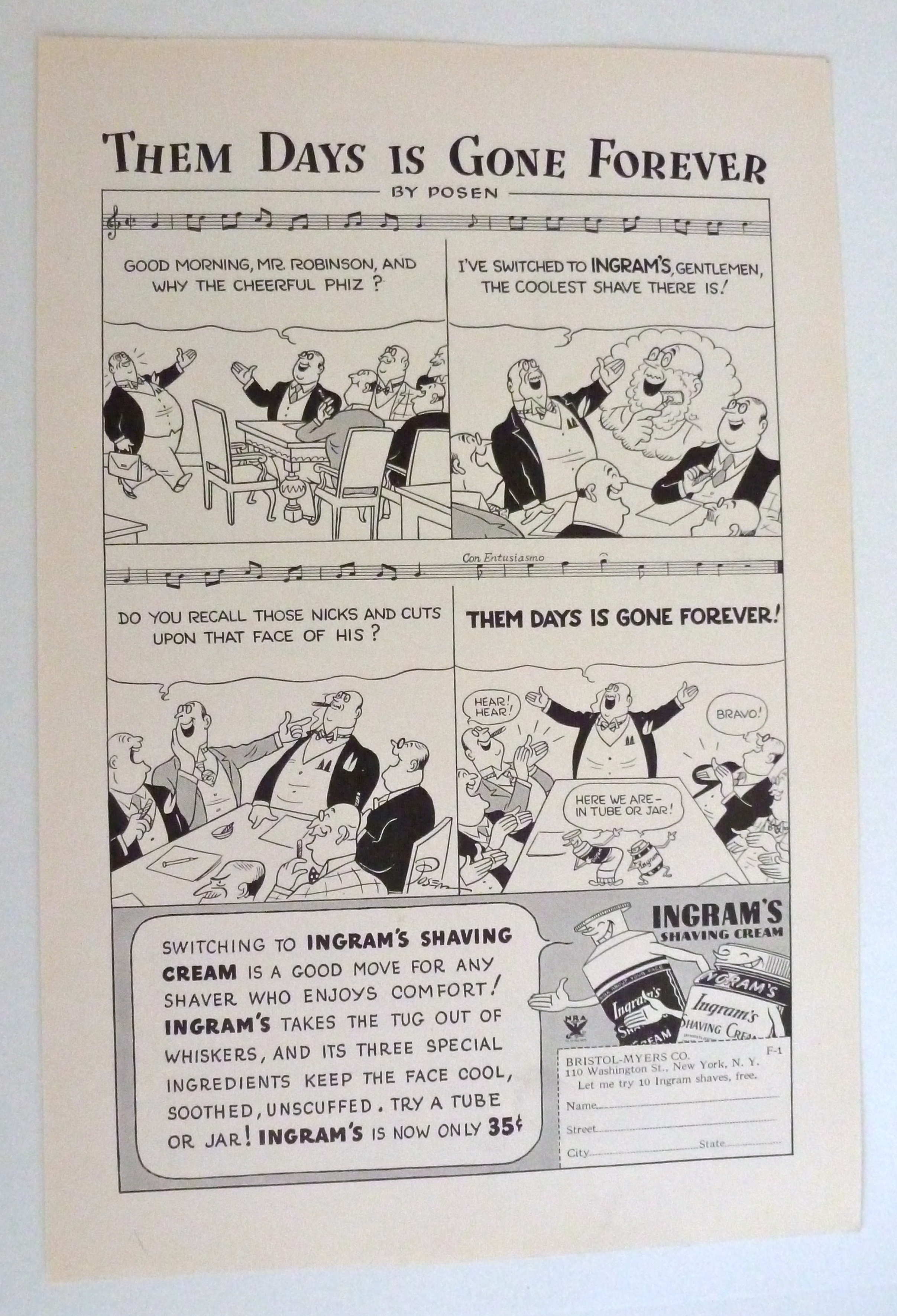 1934 Ingram's Shaving Cream with Them Days Is Gone