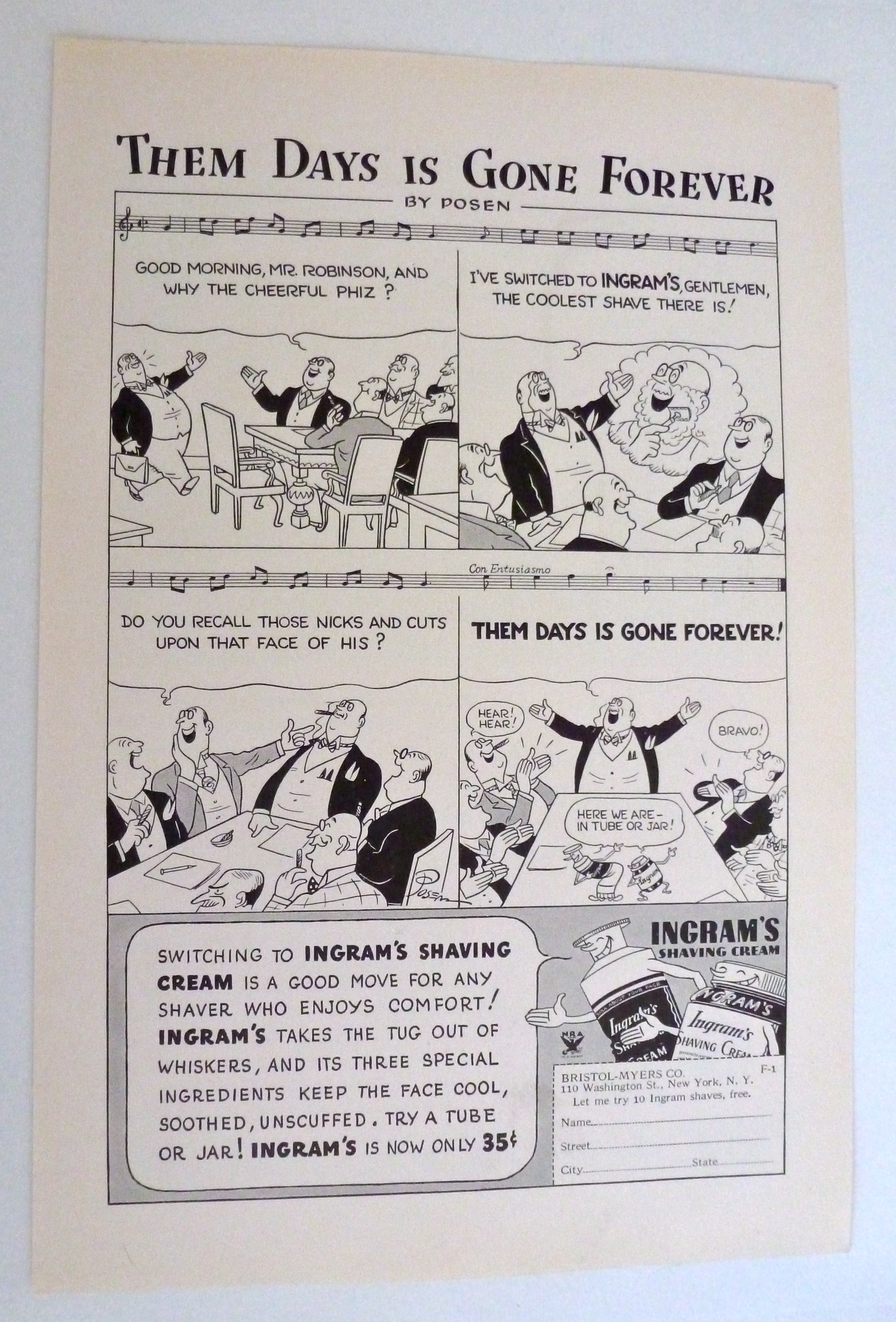 1934 Ingram's Shaving Cream with Them Days Is Gone