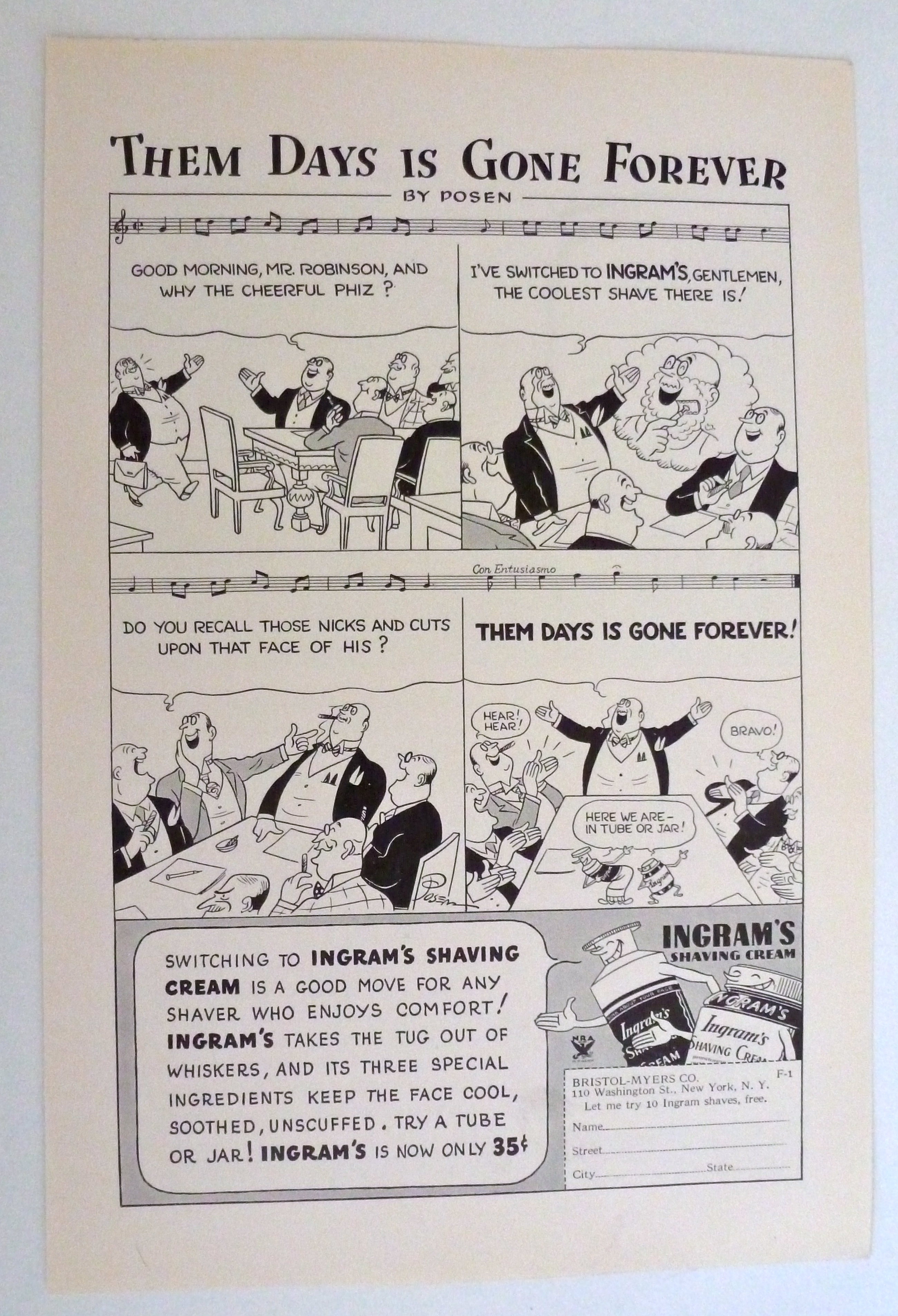 1934 Ingram's Shaving Cream with Them Days Is Gone