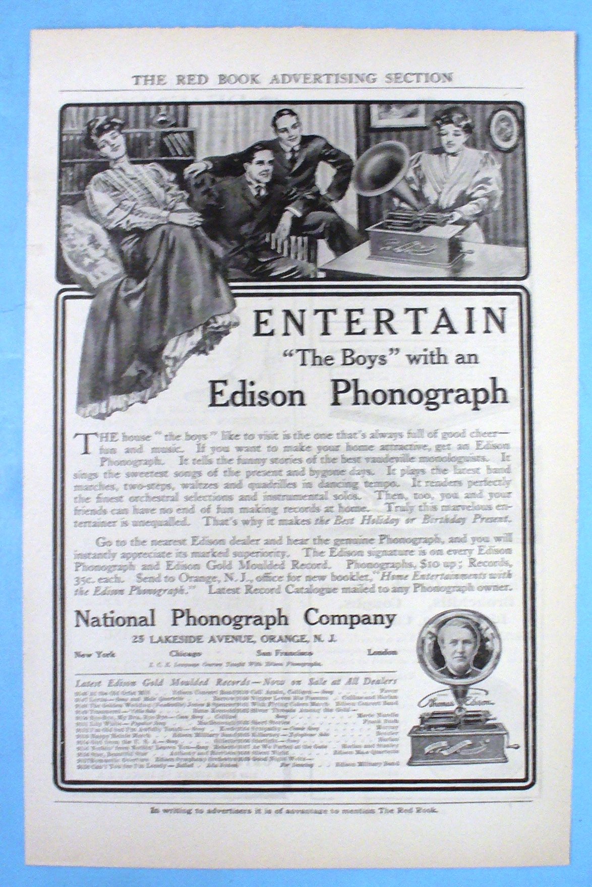 1906 Edison Phonograph w/ Two Couples Listening