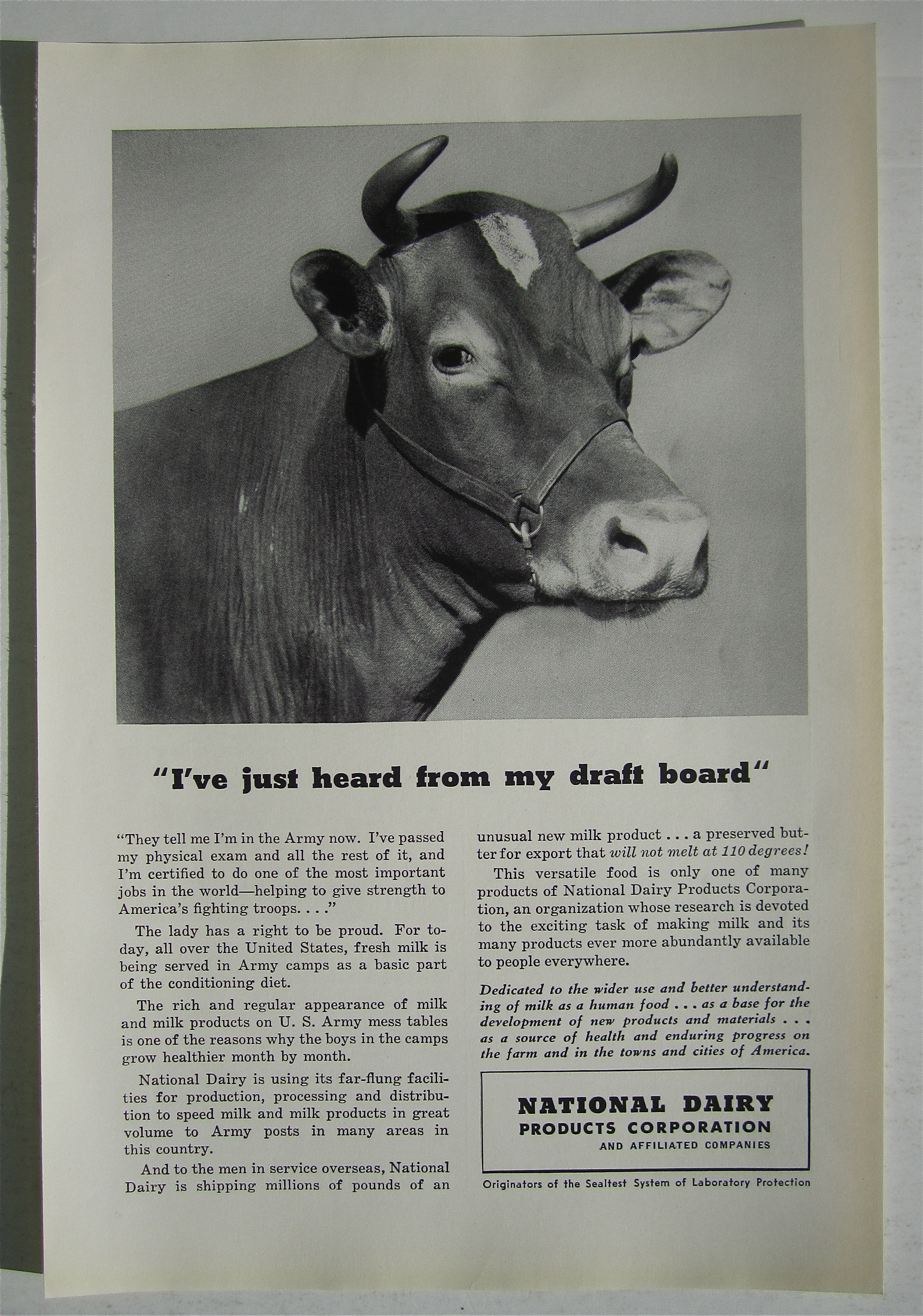 1942 National Dairy Products with Cow with Horns