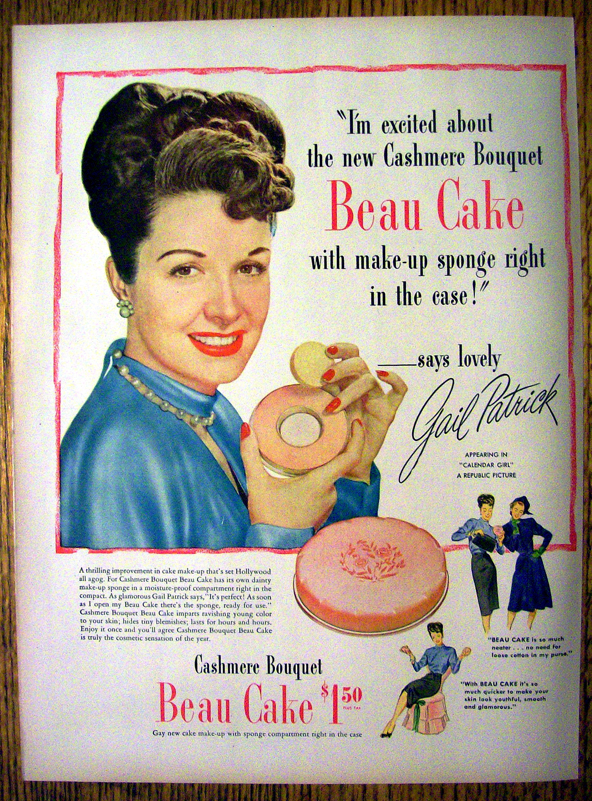 1947 Cashmere Bouquet Beau Cake with Gail Patrick