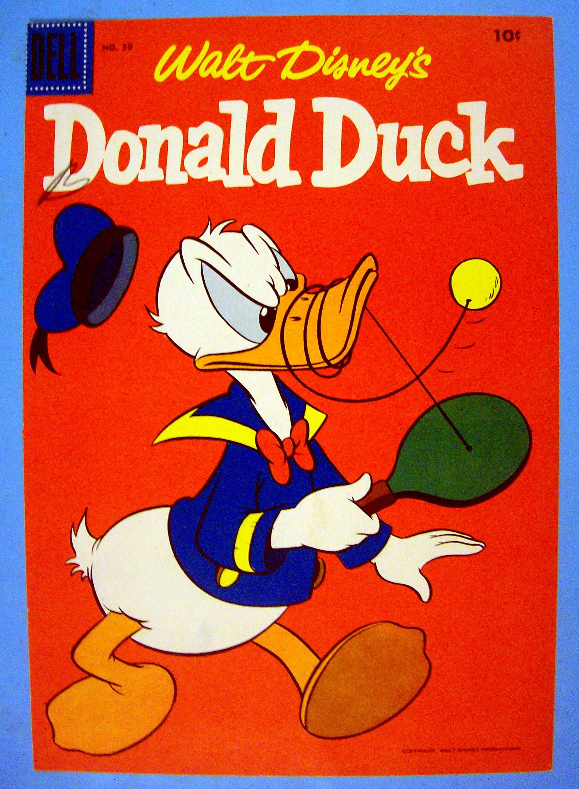 Donald Duck Comic Cover #50 1950's Donald & Paddle Ball