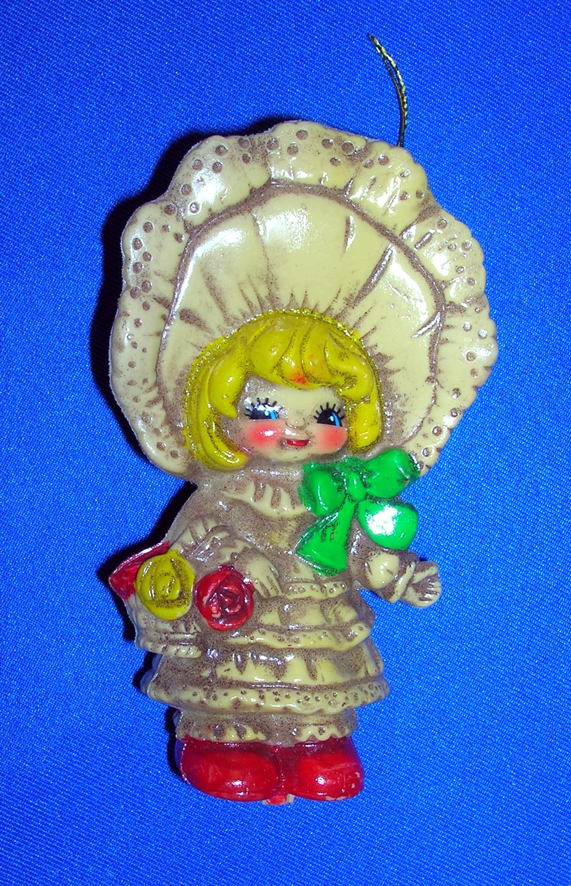 3 Old Holly Hobby Type Christmas Tree Ornaments Japan