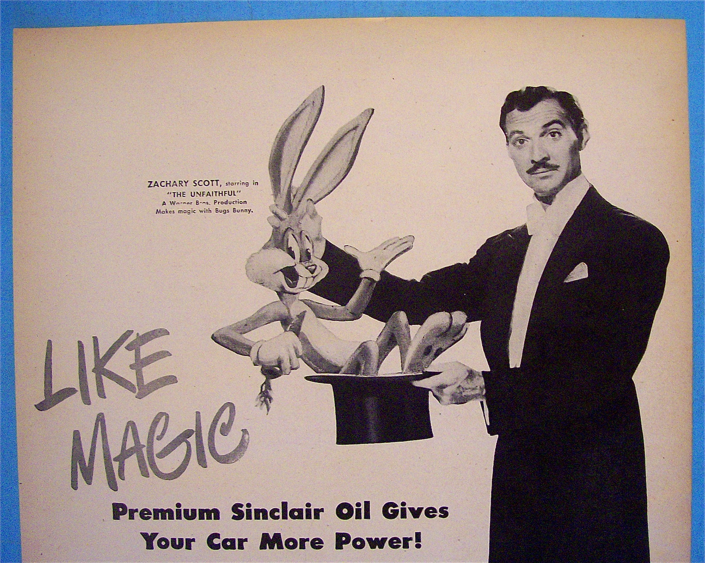 1947 Sinclair Opaline with Zachary Scott & Bugs Bunny