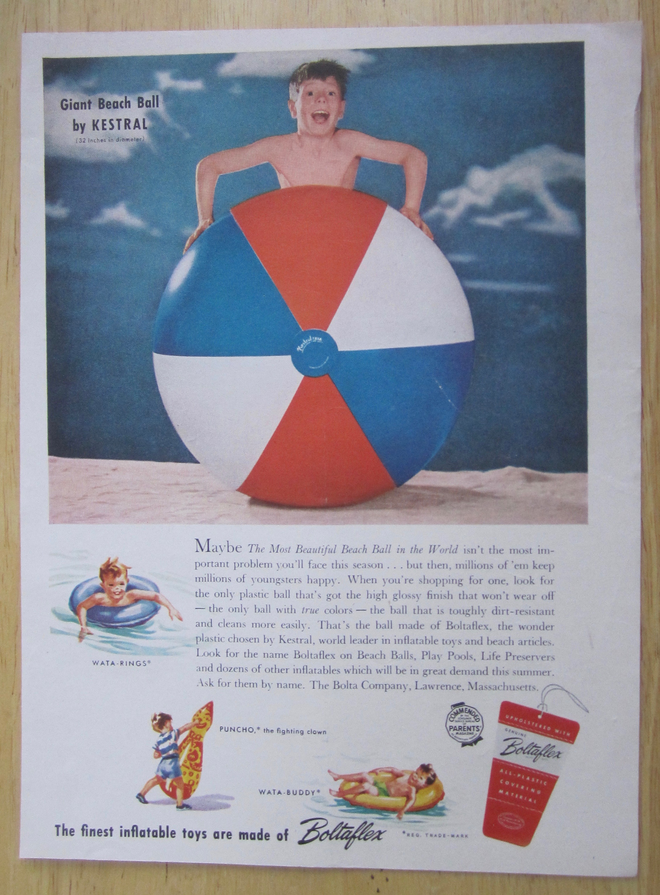 1950 Boltaflex Inflatable Toys w/ Beautiful Beach Ball