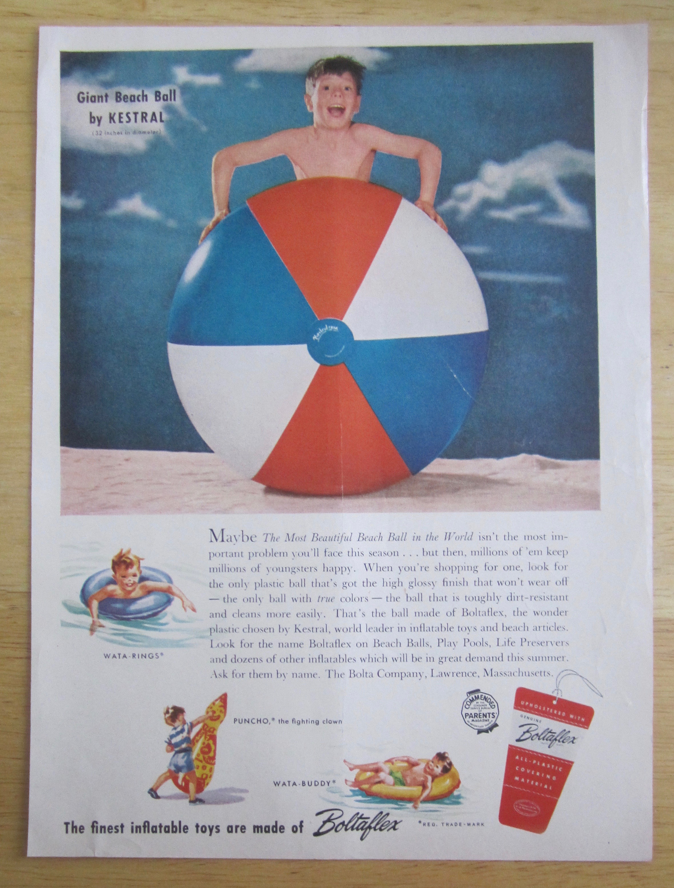1950 Boltaflex Inflatable Toys w/ Beautiful Beach Ball