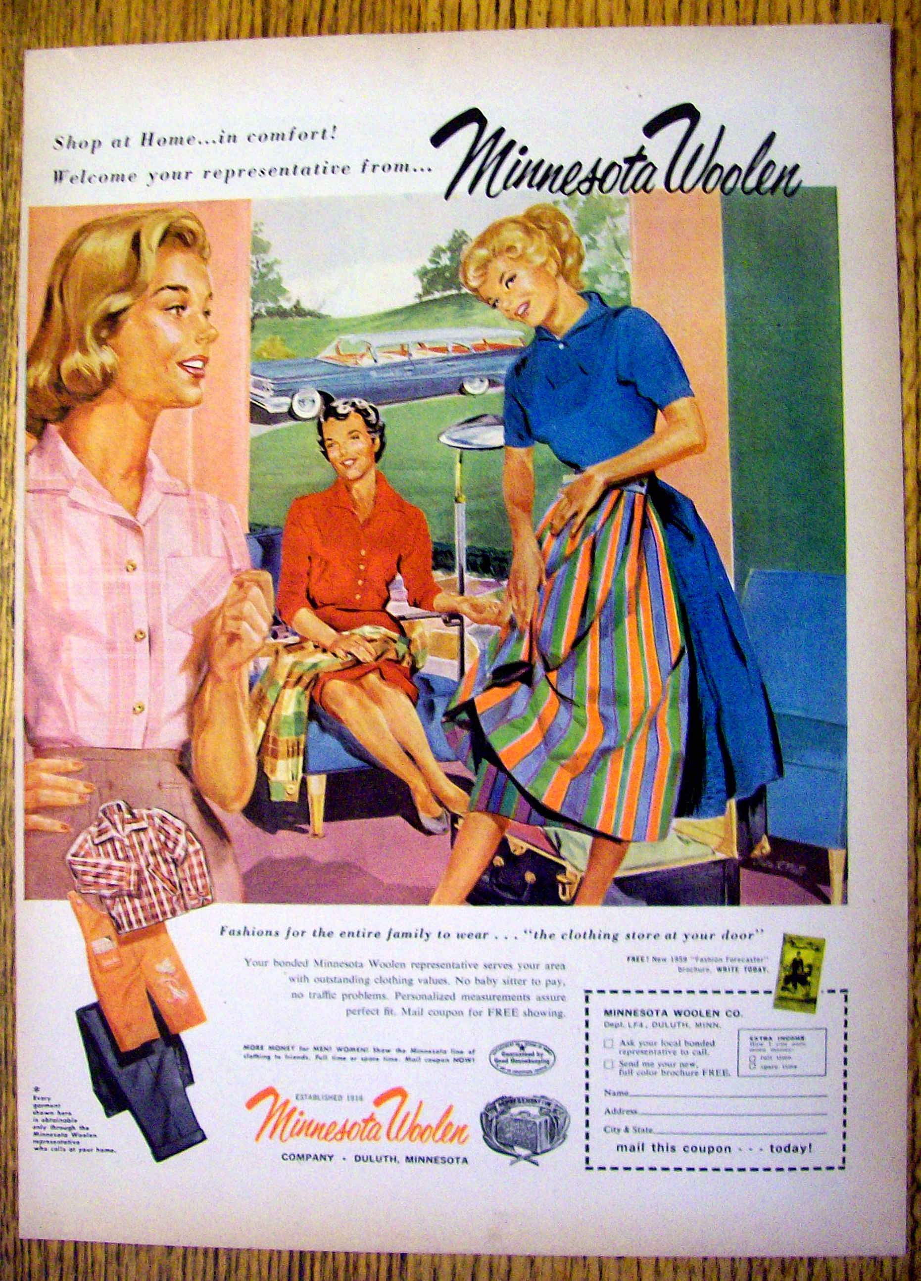 1959 Minnesota Woolen with Woman With Skirt