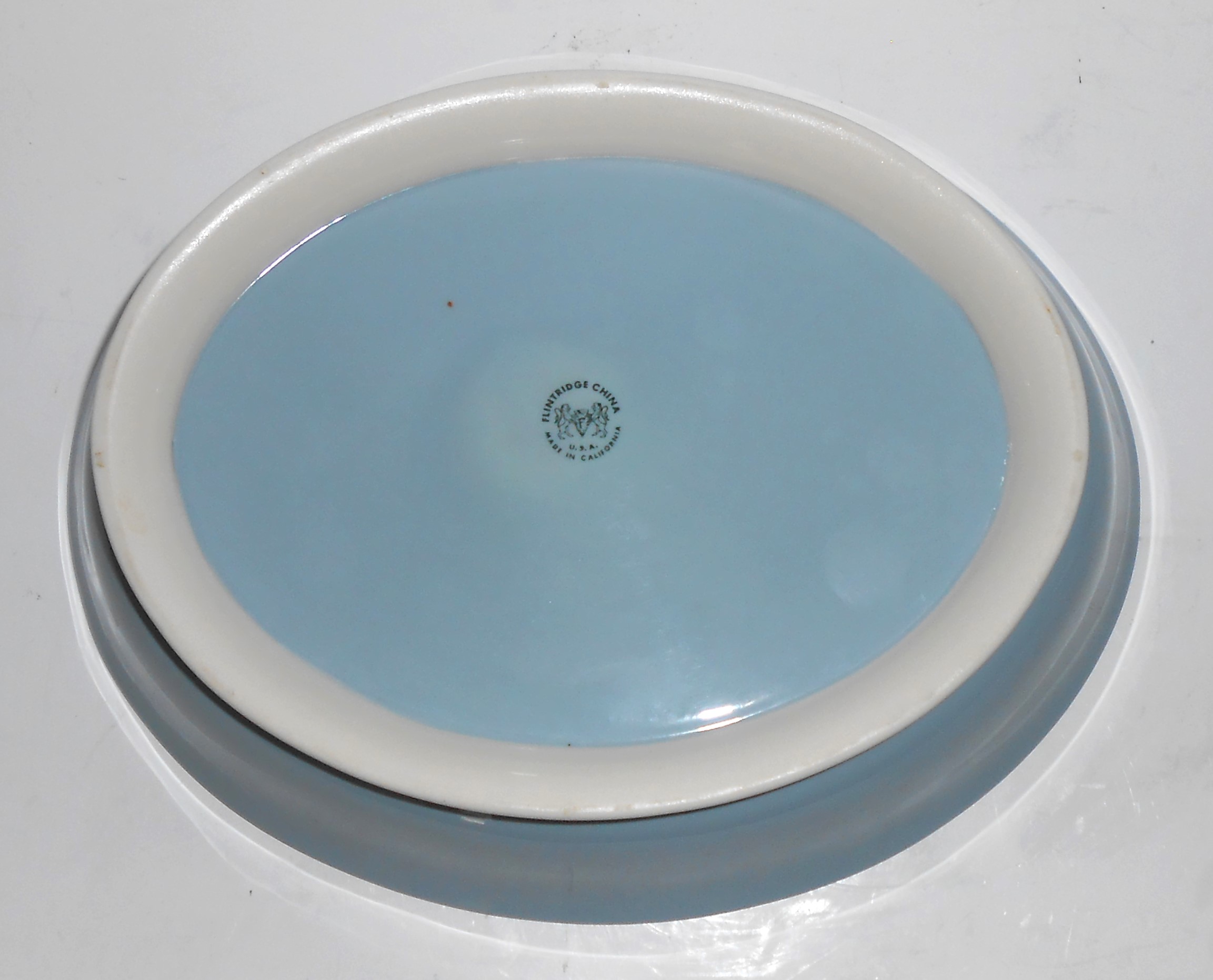 Flintridge China Platinum True Love Strata Blue Oval Ve