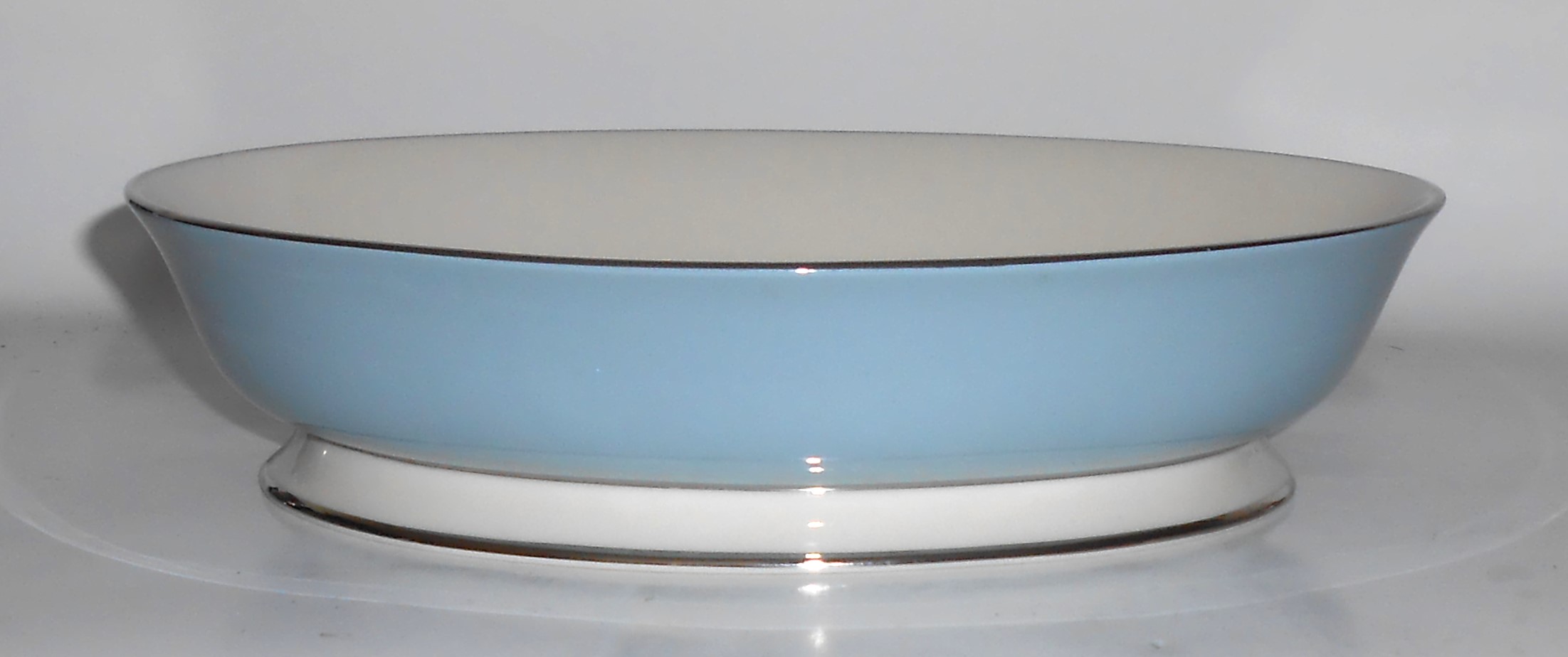 Flintridge China Platinum True Love Strata Blue Oval Ve